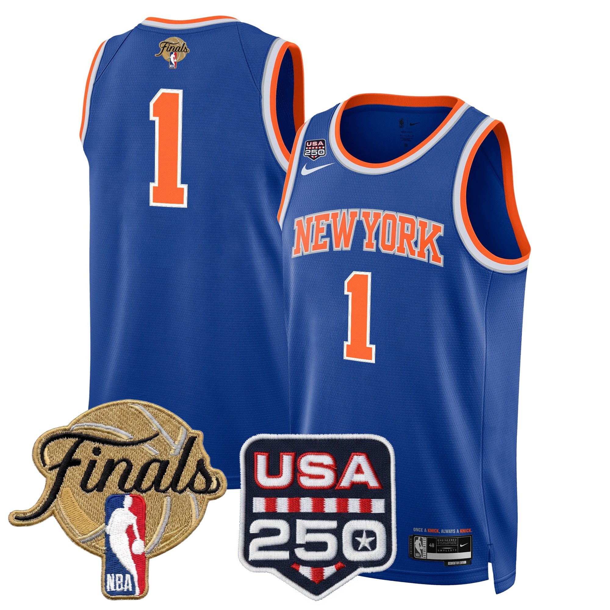 Men's New York Knicks 2026 Finals Swingman Jersey - 250 America Patch - All Stitched