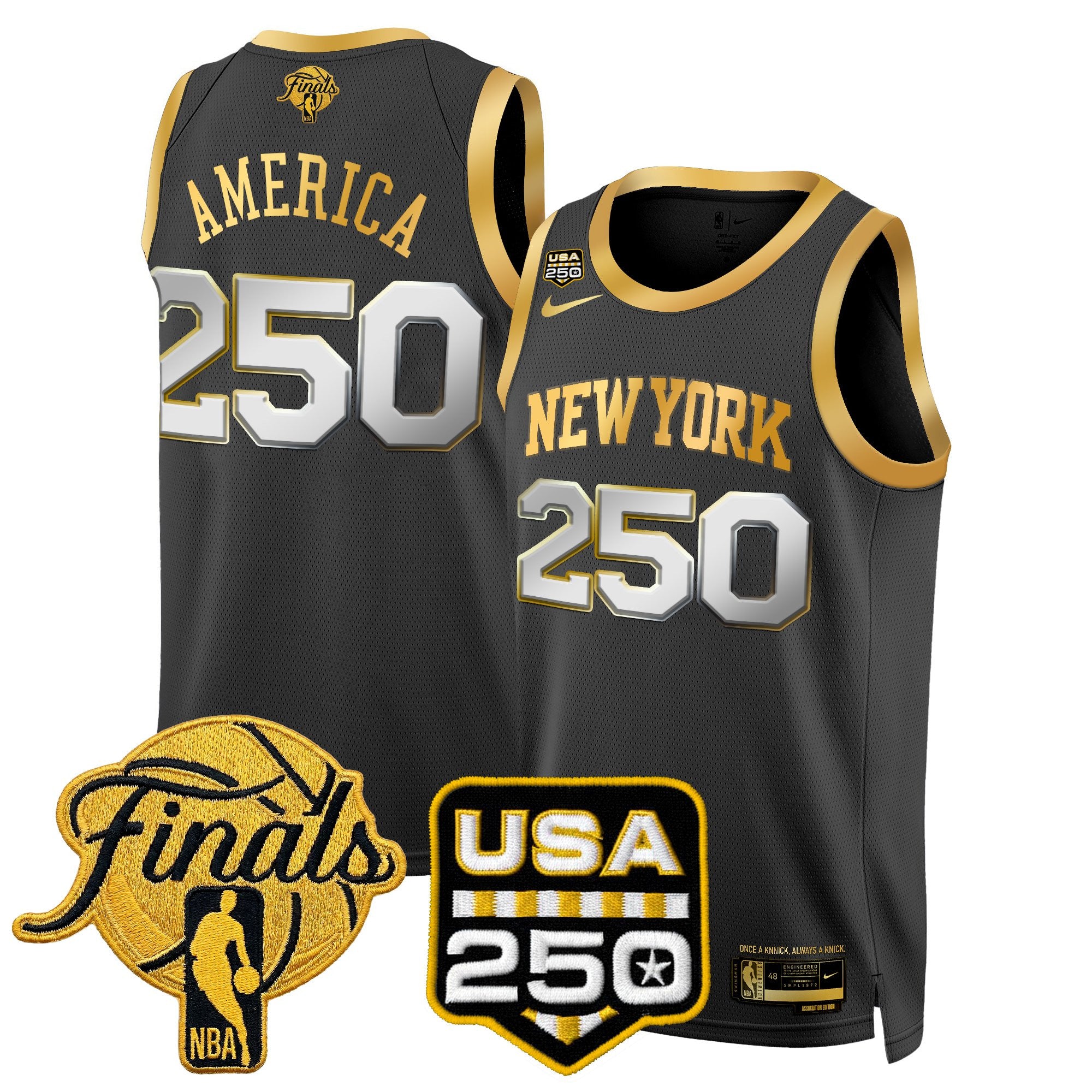 Men's New York Knicks 2026 Finals Swingman Jersey - 250 America Patch - All Stitched