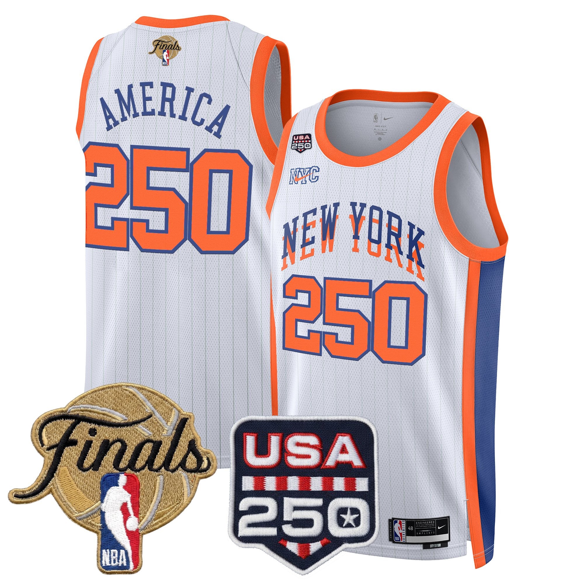 Men's New York Knicks 2026 Finals Swingman Jersey - 250 America Patch - All Stitched
