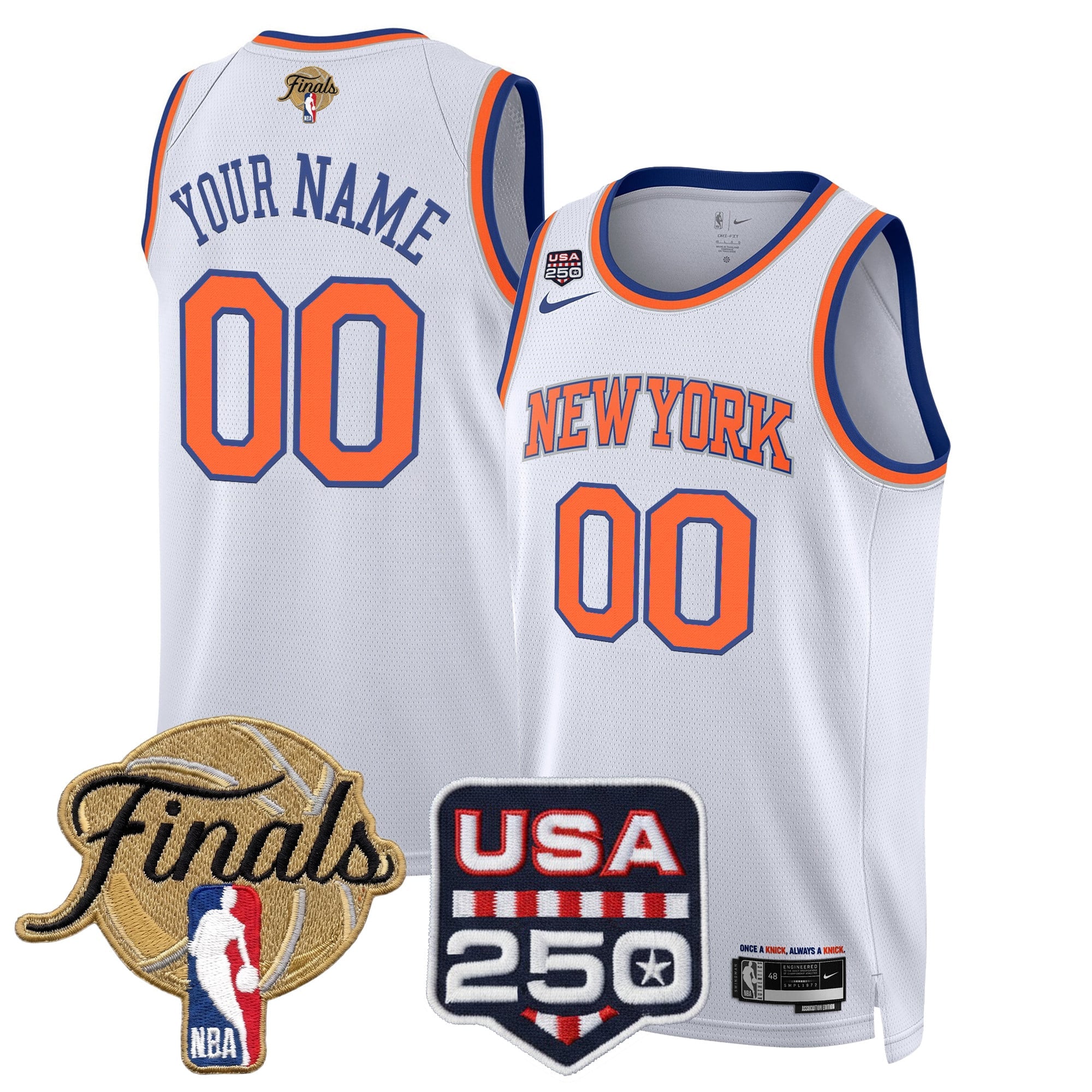 New York Knicks 2026 Finals Custom Swingman Jersey - 250 America Patch - All Stitched