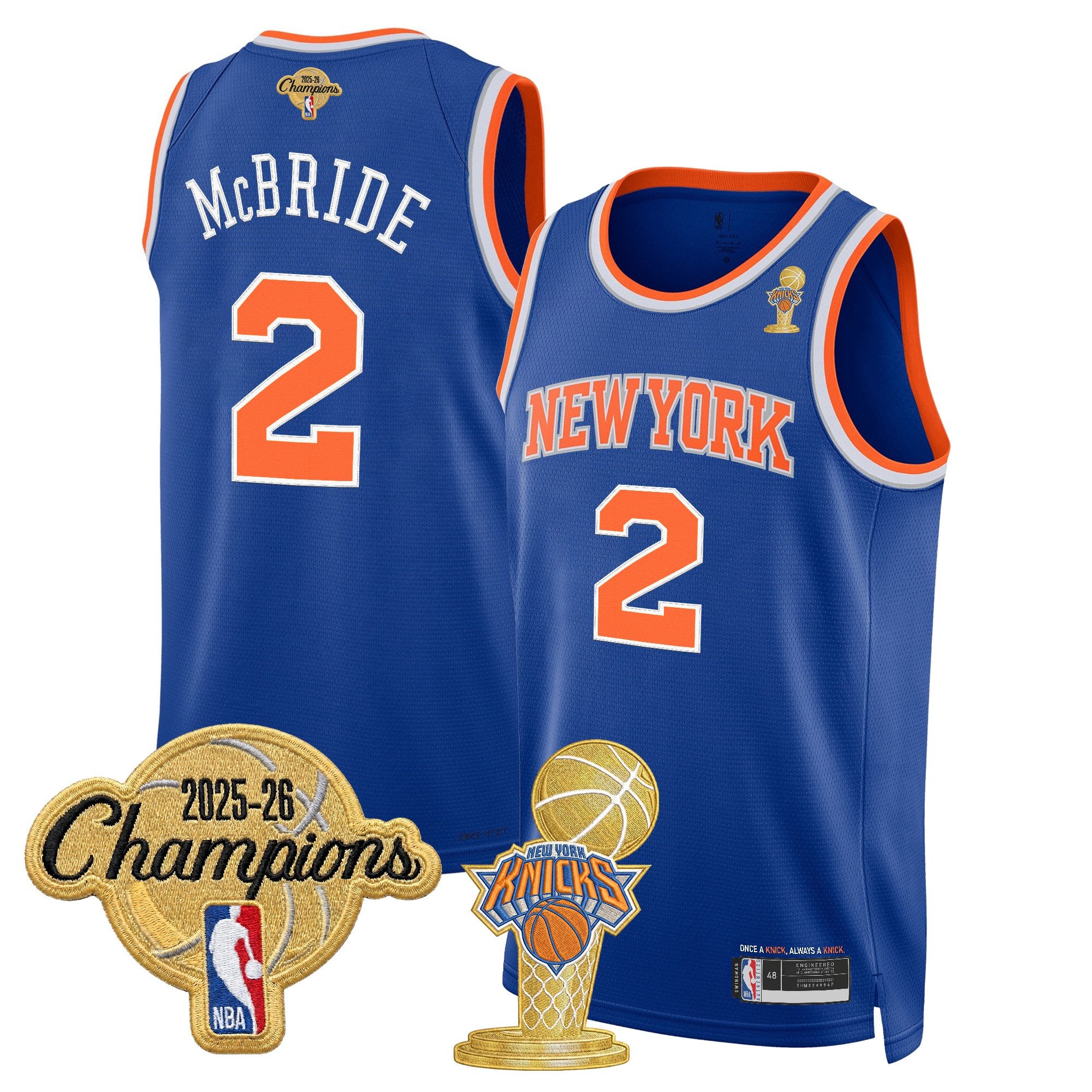 Men's New York Knicks 2026 Champions Patch Swingman Jersey - All Stitched