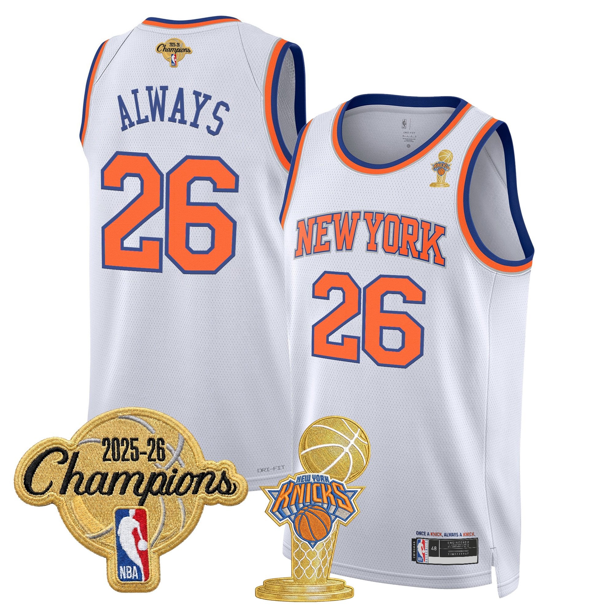Men's New York Knicks 2026 Champions Patch Swingman Jersey - All Stitched