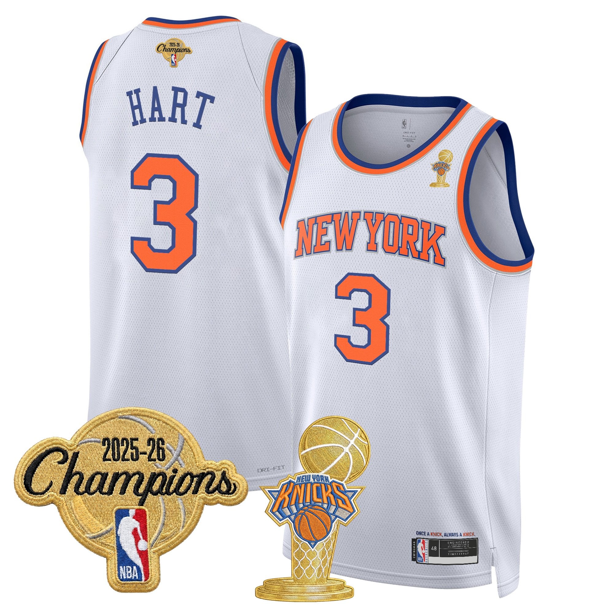 Men's New York Knicks 2026 Champions Patch Swingman Jersey - All Stitched