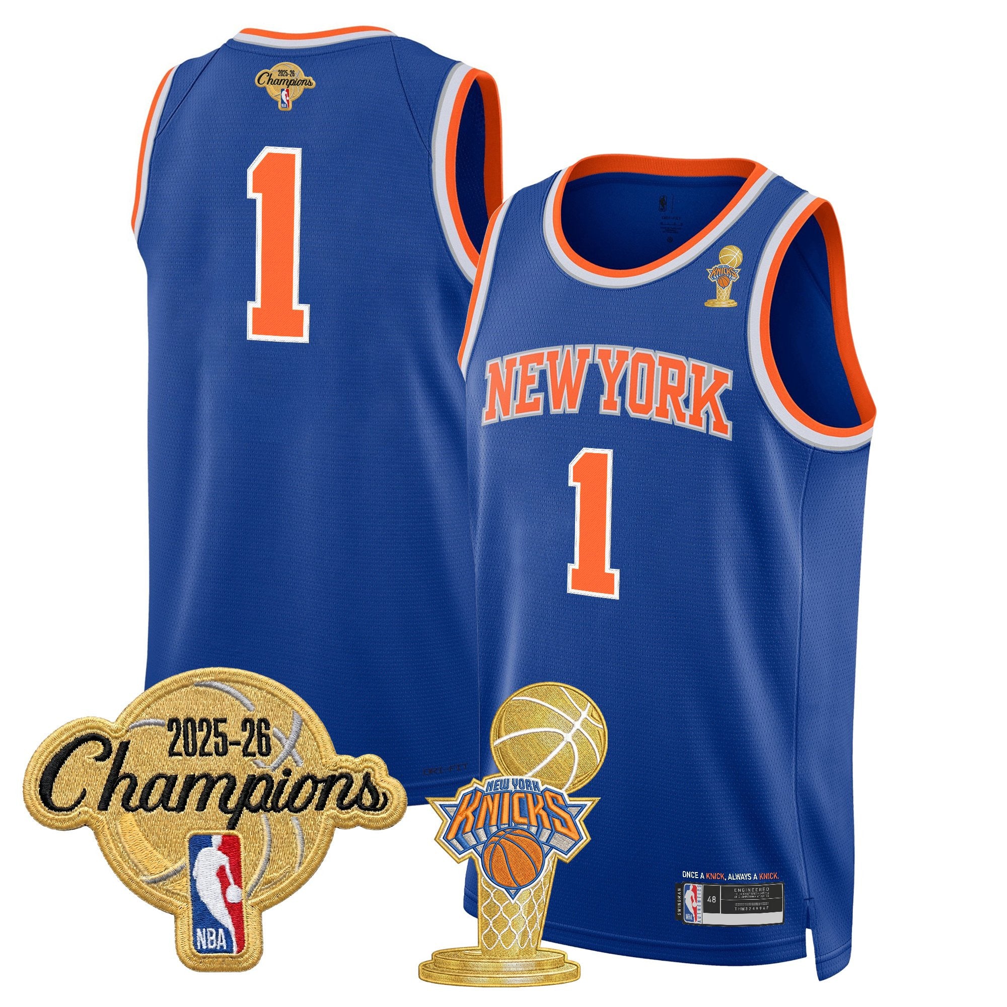 Men's New York Knicks 2026 Champions Patch Swingman Jersey - All Stitched