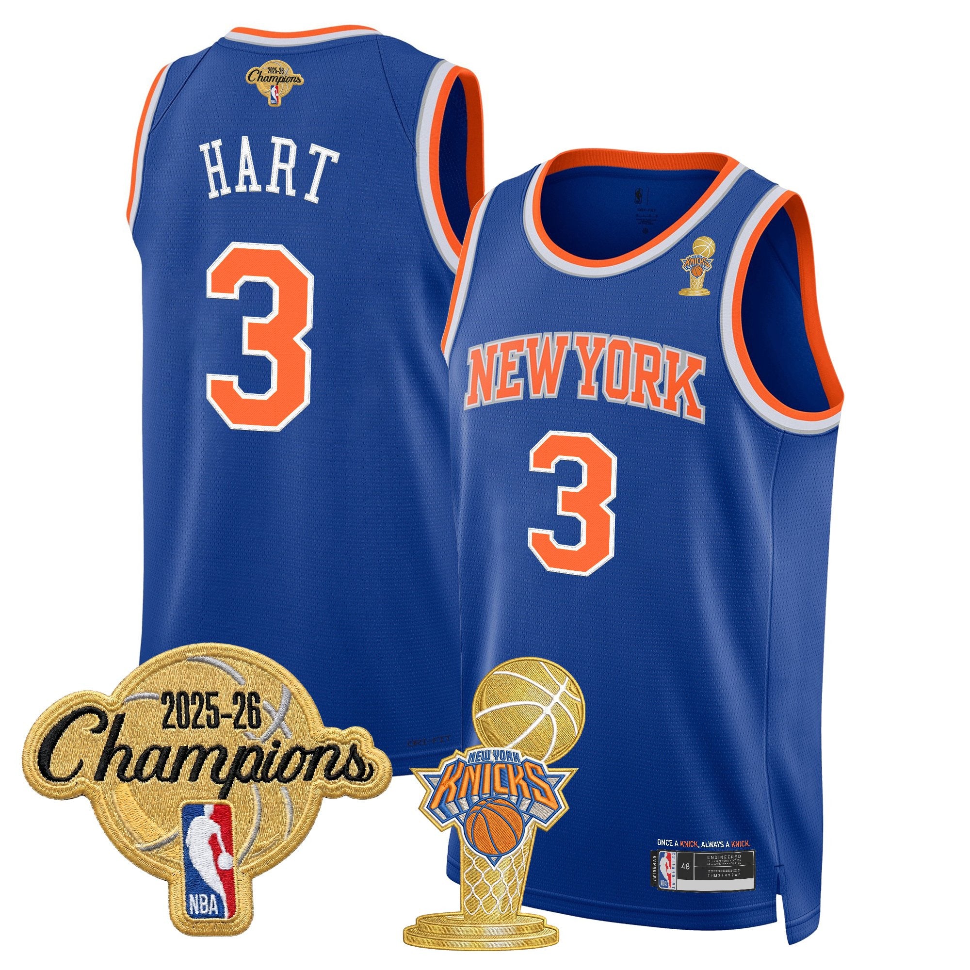Men's New York Knicks 2026 Champions Patch Swingman Jersey - All Stitched