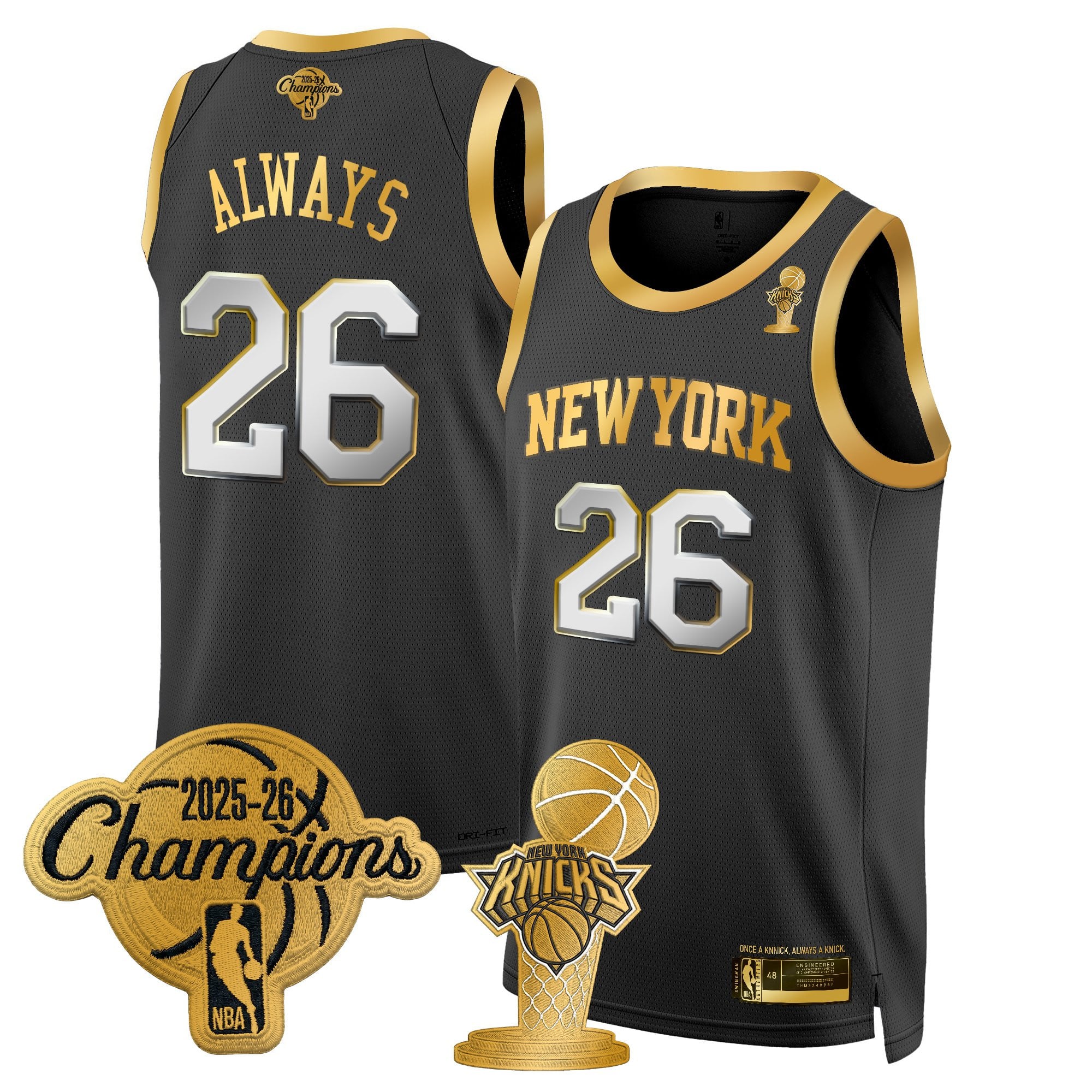 Men's New York Knicks 2026 Champions Patch Swingman Jersey - All Stitched