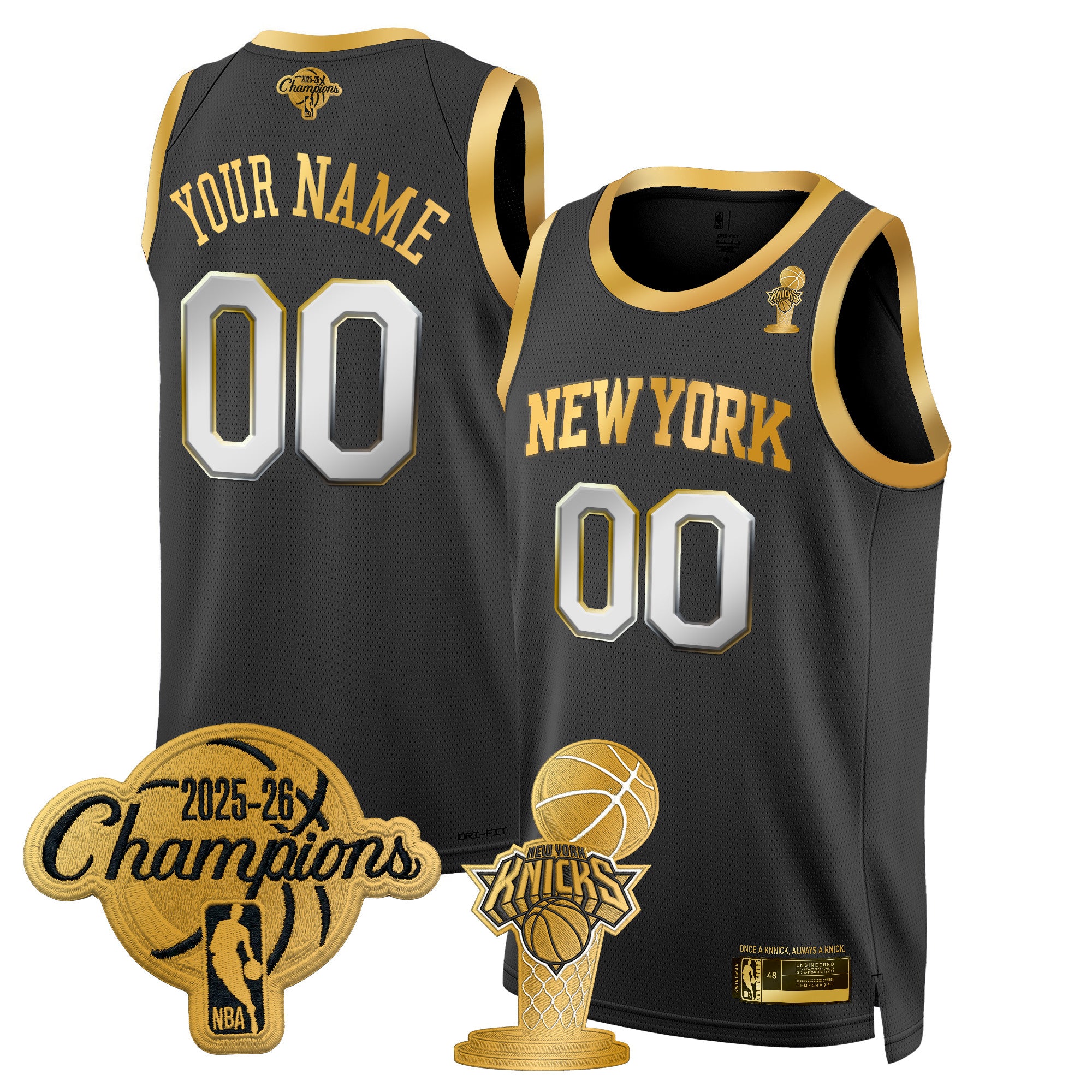 New York Knicks 2026 Champions Patch Custom Swingman Jersey - All Stitched
