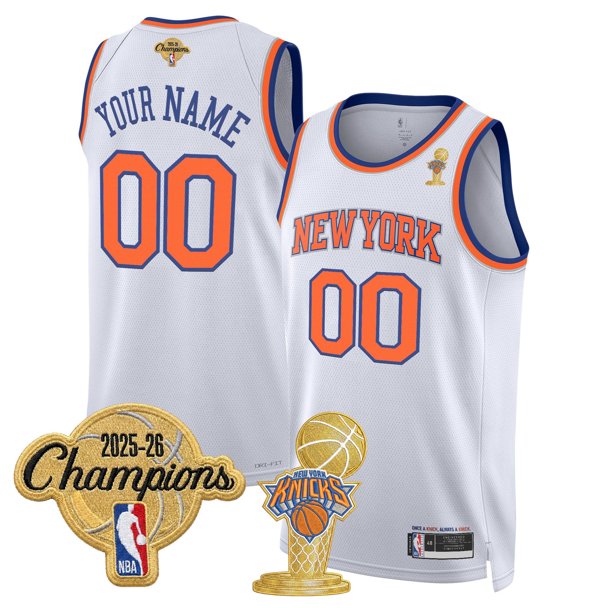 New York Knicks 2026 Champions Patch Custom Swingman Jersey - All Stitched