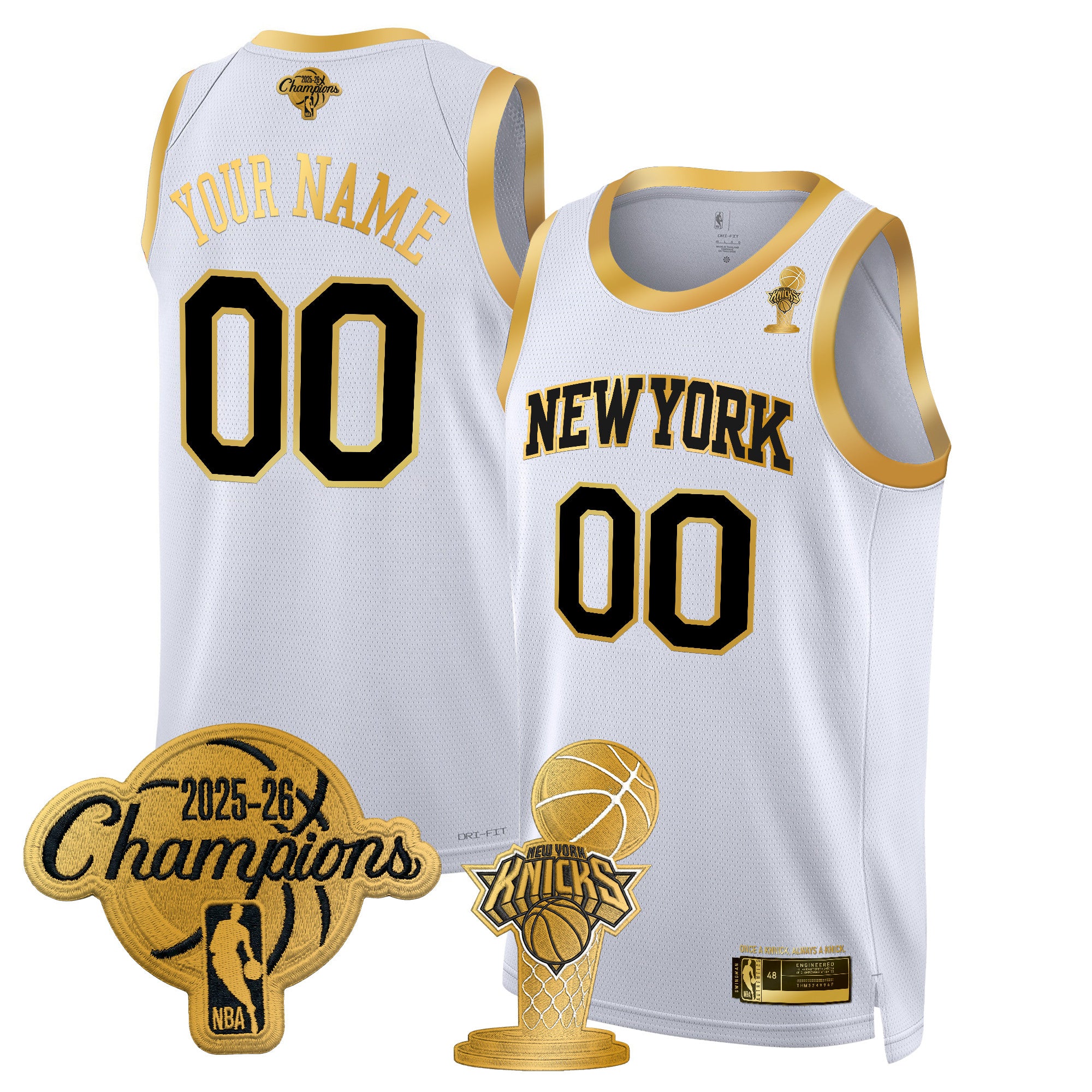 New York Knicks 2026 Champions Patch Custom Swingman Jersey - All Stitched