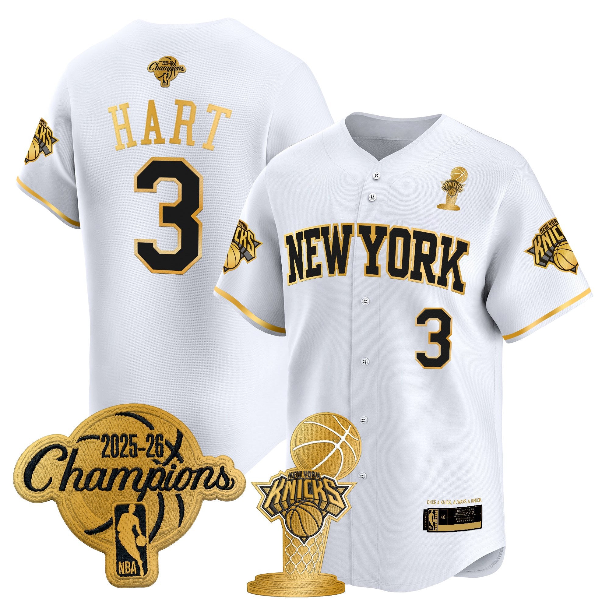 Men's New York Knicks 2026 Champions Patch Vapor Baseball Jersey - All Stitched