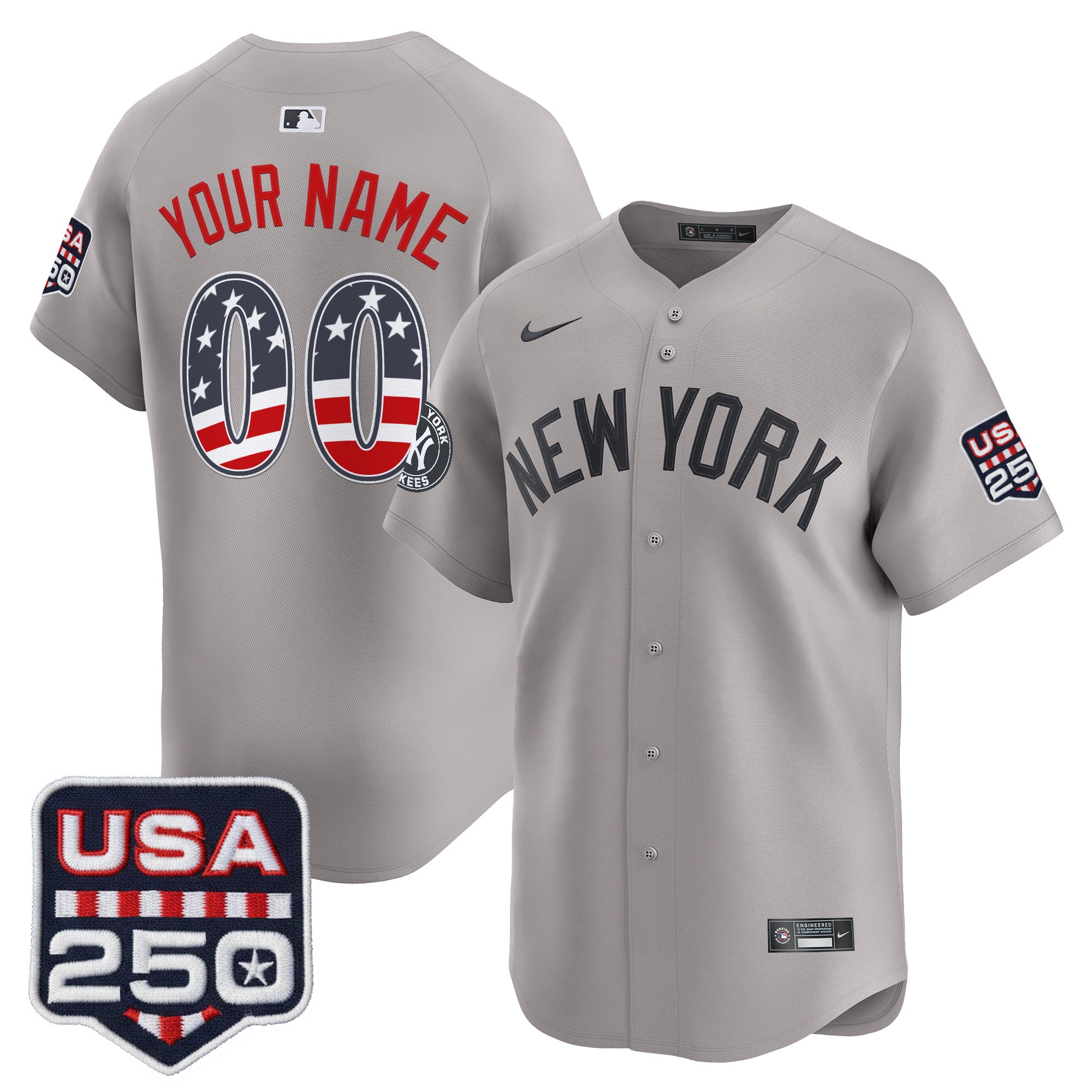 New York Yankees USA 250 Fourth of July Vapor Premier Limited Custom Jersey - All Stitched