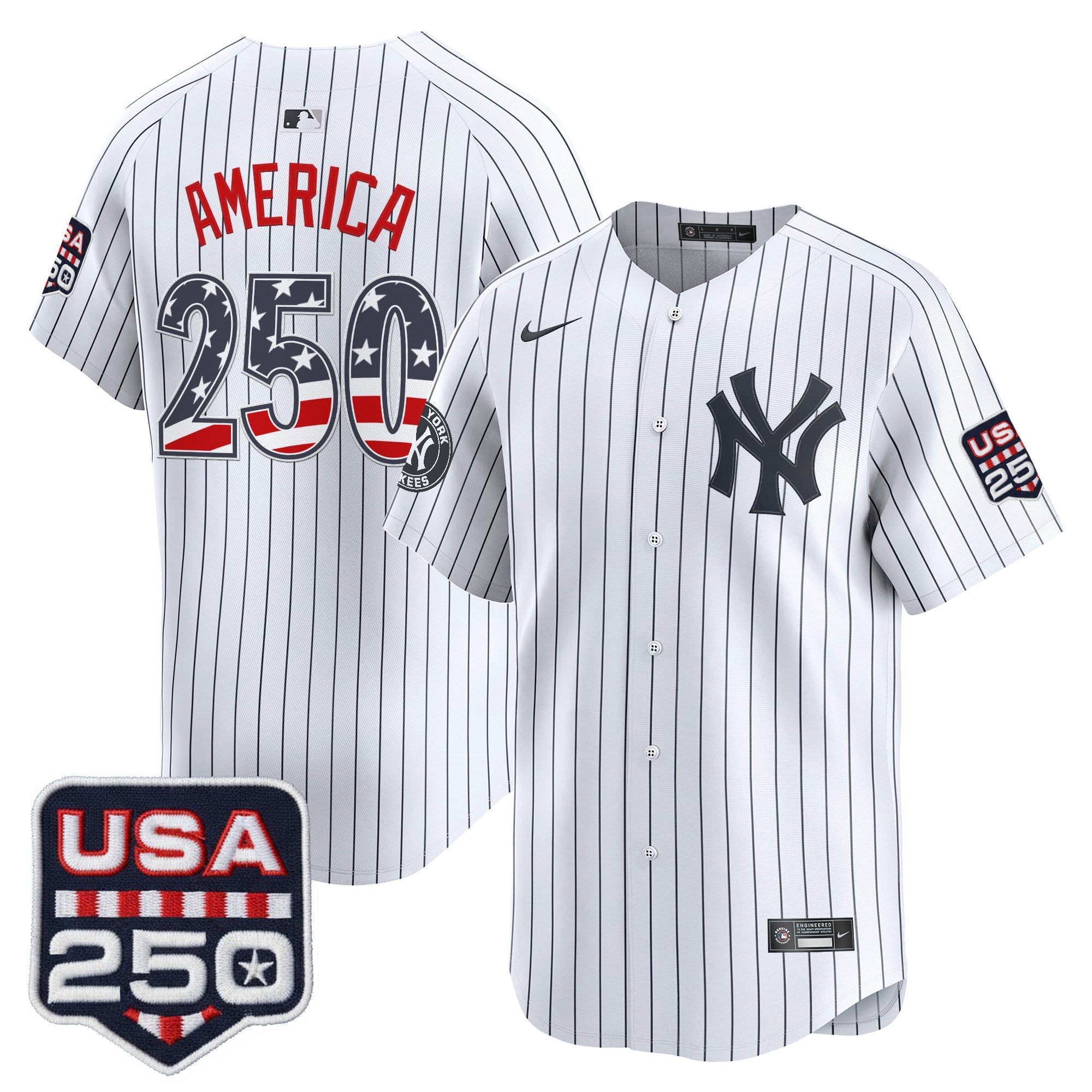 Men's New York Yankees USA 250 Fourth of July Vapor Premier Limited Jersey - All Stitched