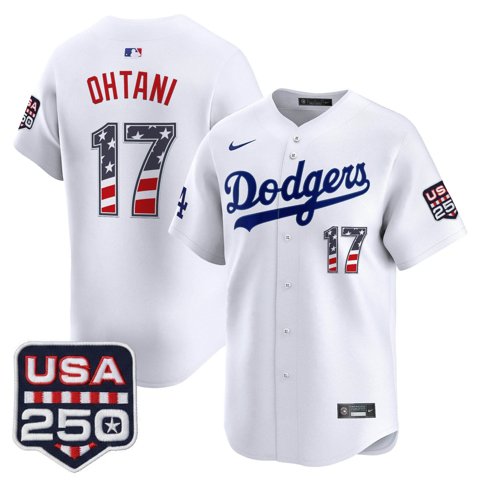 Men's Los Angeles Dodgers USA 250 Fourth of July Vapor Premier Limited Jersey - All Stitched