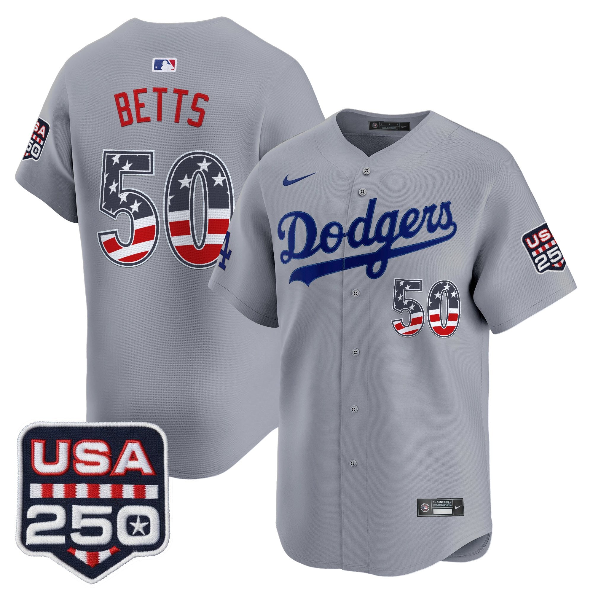 Men's Los Angeles Dodgers USA 250 Fourth of July Vapor Premier Limited Jersey - All Stitched