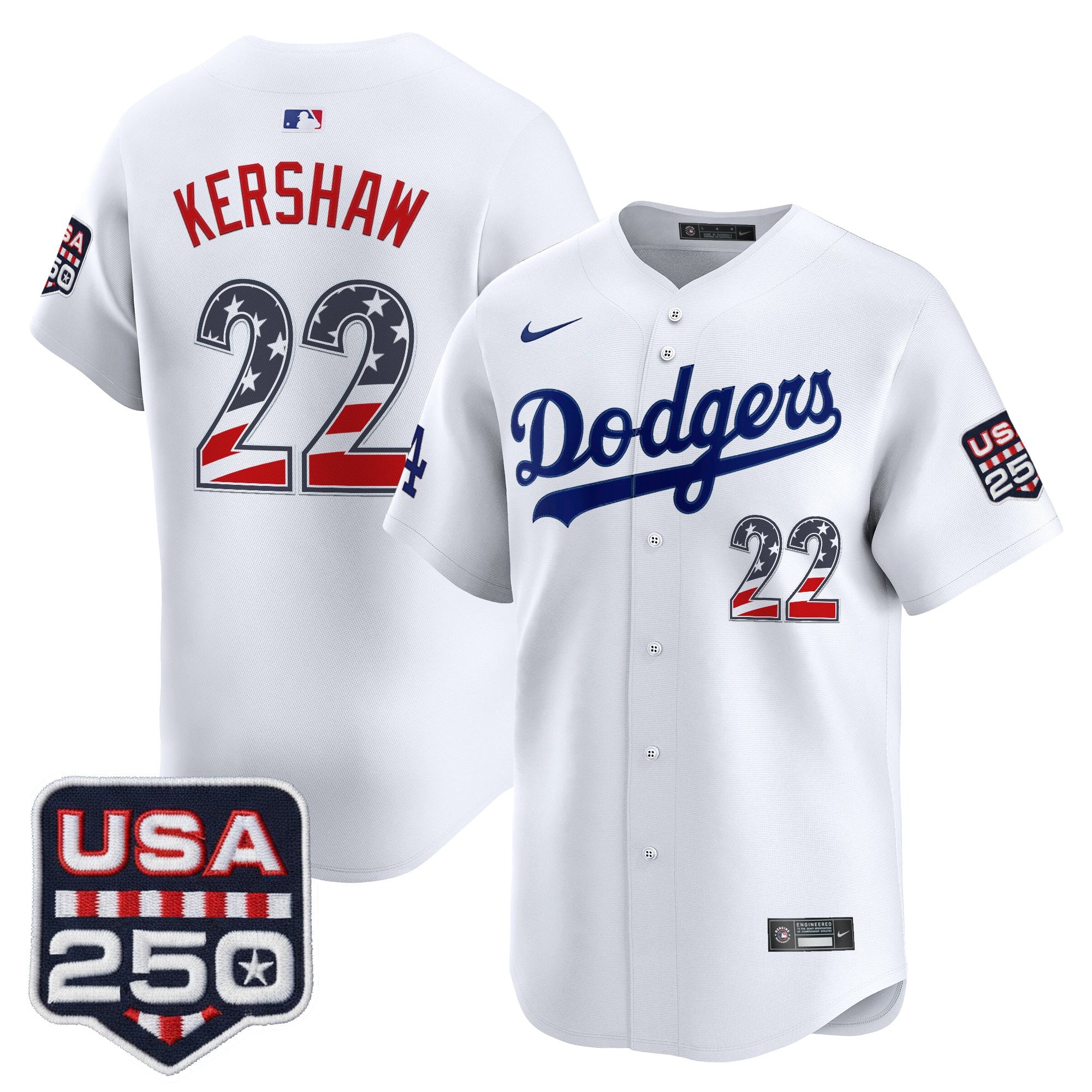 Men's Los Angeles Dodgers USA 250 Fourth of July Vapor Premier Limited Jersey - All Stitched