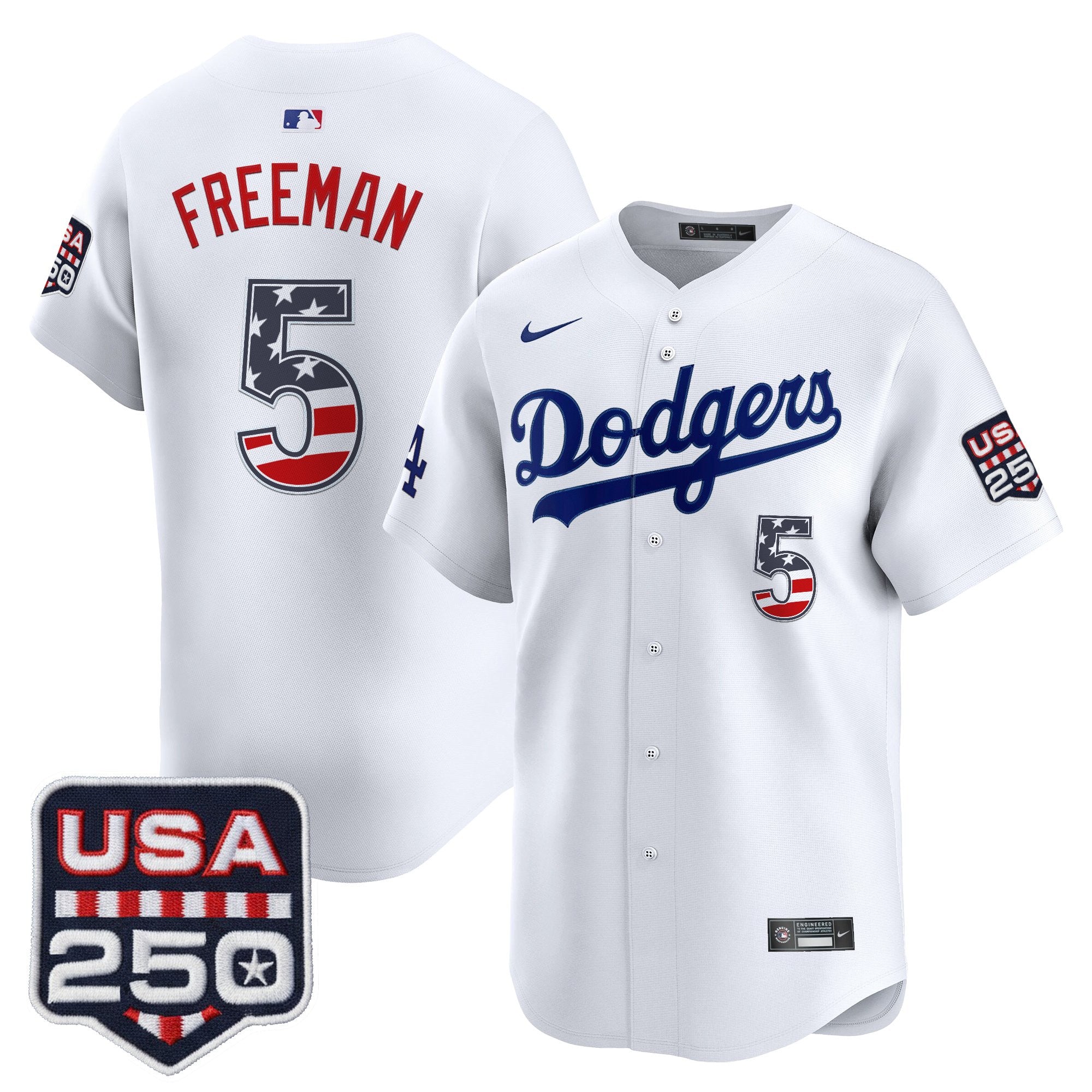 Men's Los Angeles Dodgers USA 250 Fourth of July Vapor Premier Limited Jersey - All Stitched