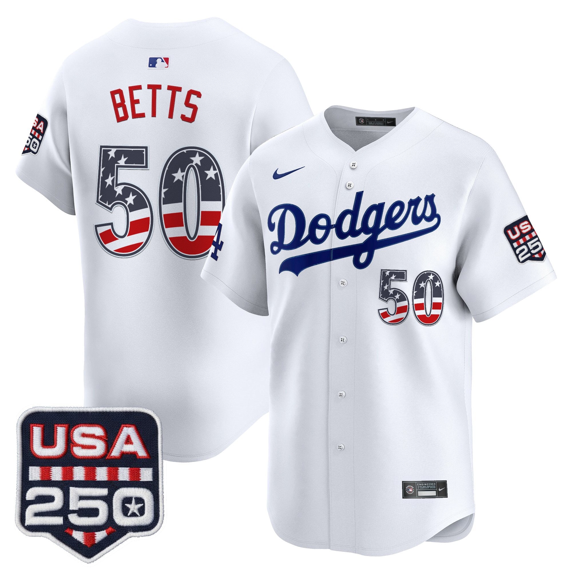 Men's Los Angeles Dodgers USA 250 Fourth of July Vapor Premier Limited Jersey - All Stitched