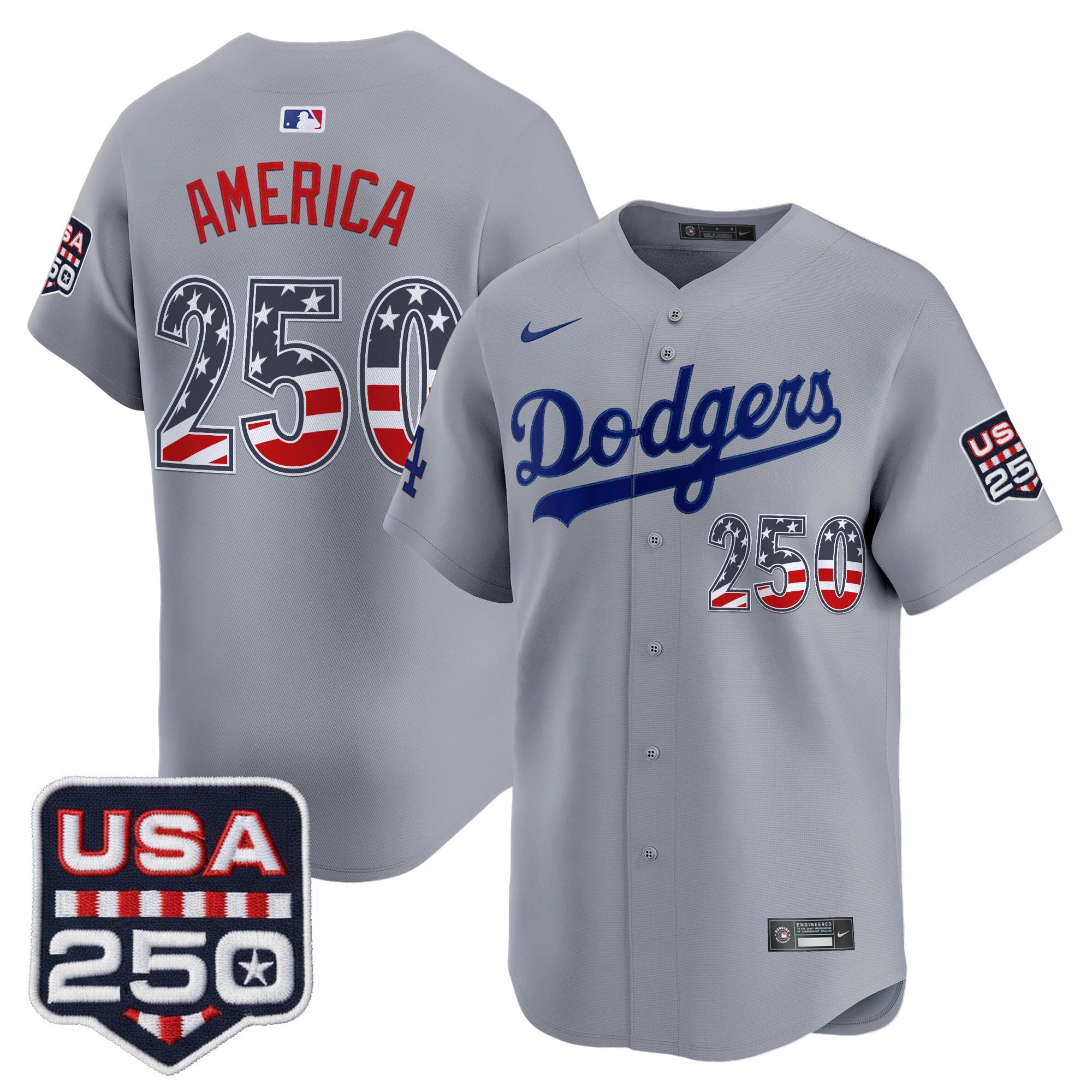 Men's Los Angeles Dodgers USA 250 Fourth of July Vapor Premier Limited Jersey - All Stitched