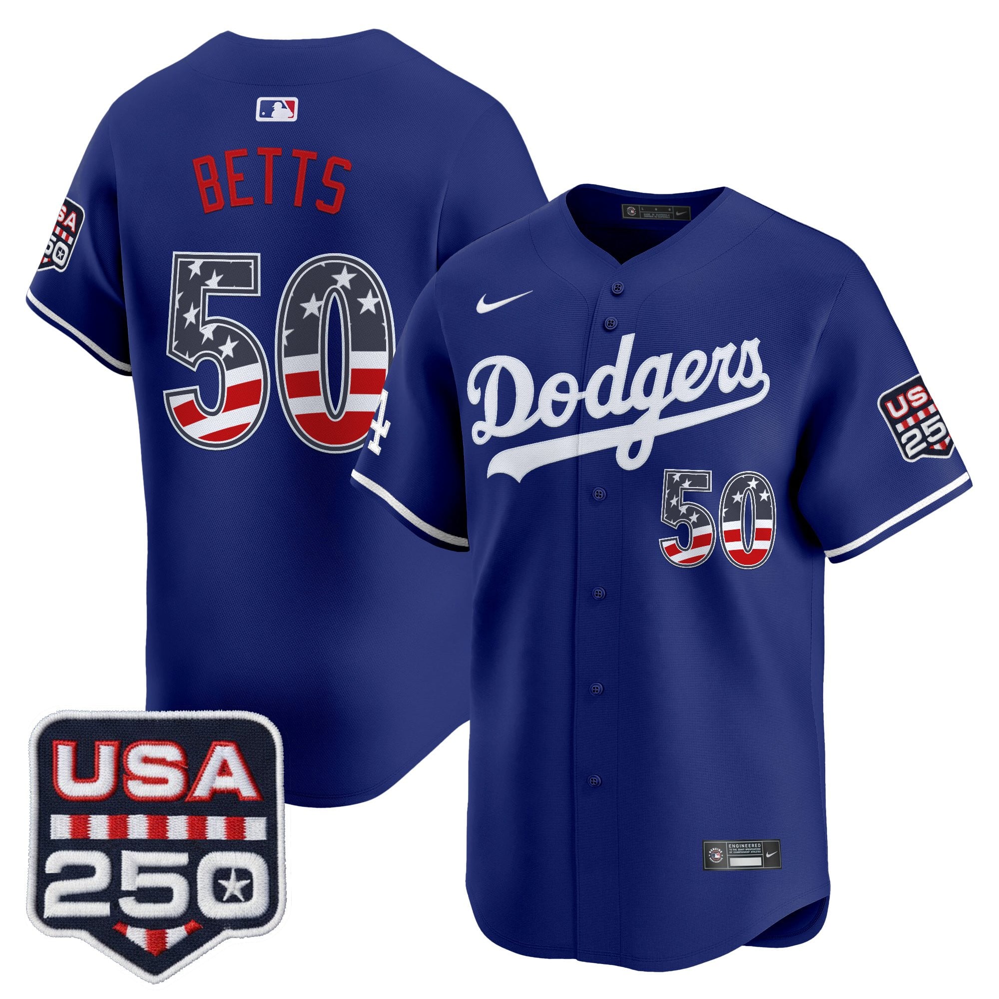 Men's Los Angeles Dodgers USA 250 Fourth of July Vapor Premier Limited Jersey - All Stitched