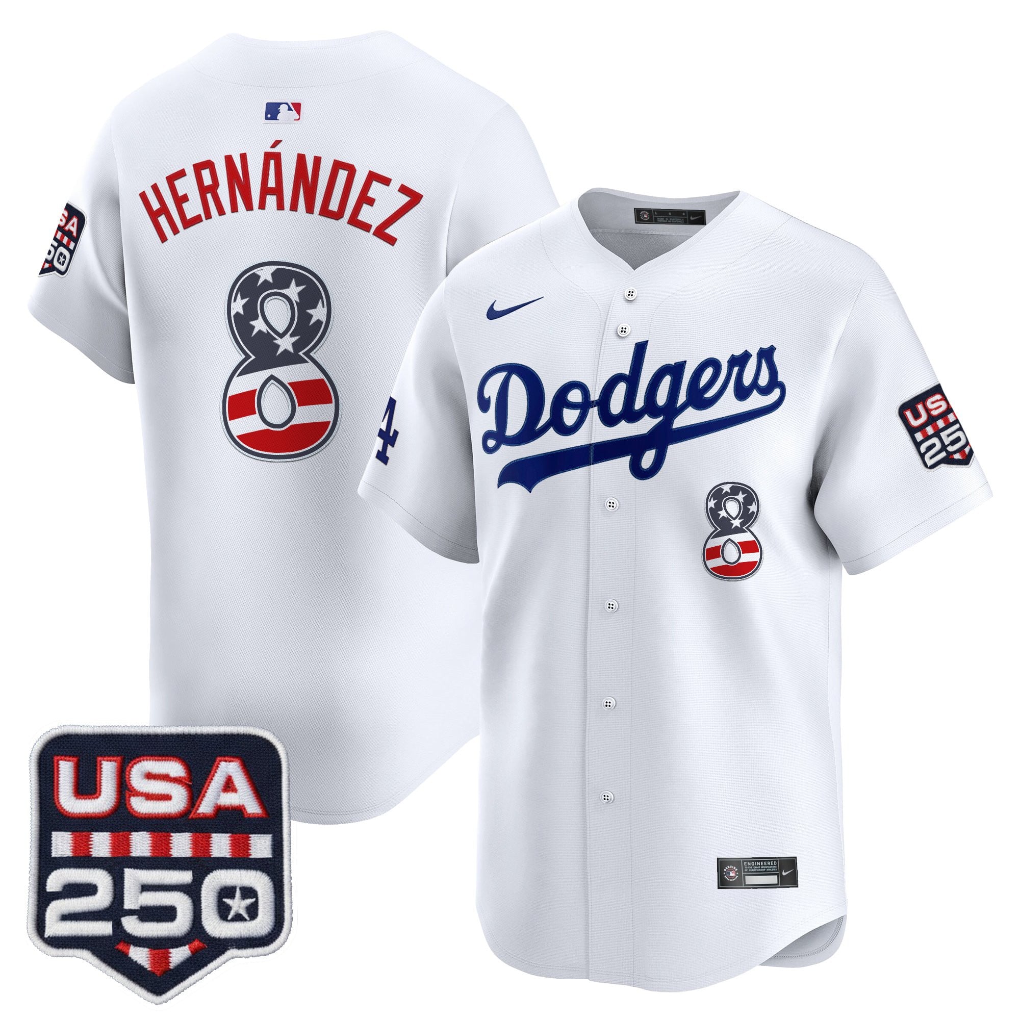 Men's Los Angeles Dodgers USA 250 Fourth of July Vapor Premier Limited Jersey - All Stitched