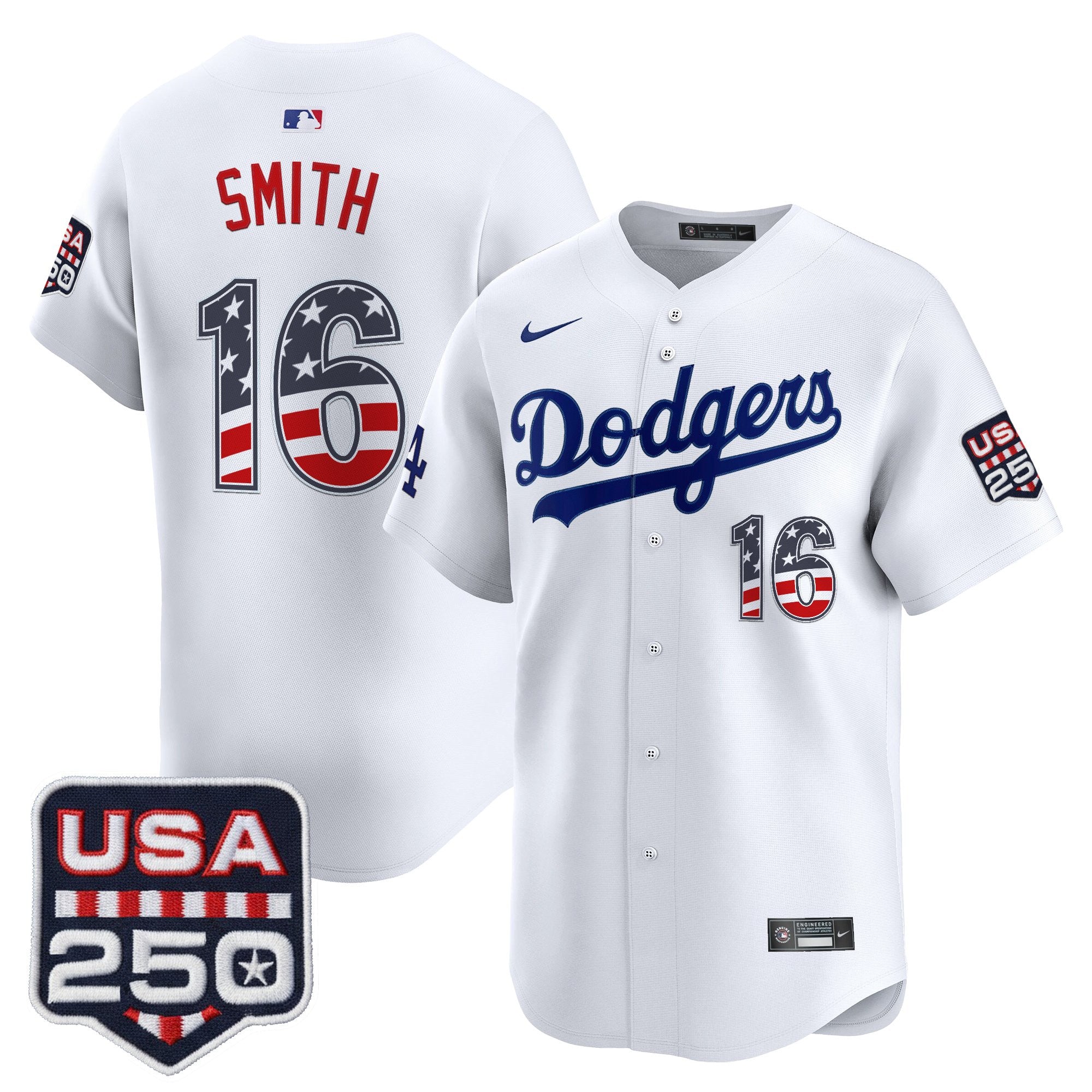 Men's Los Angeles Dodgers USA 250 Fourth of July Vapor Premier Limited Jersey - All Stitched
