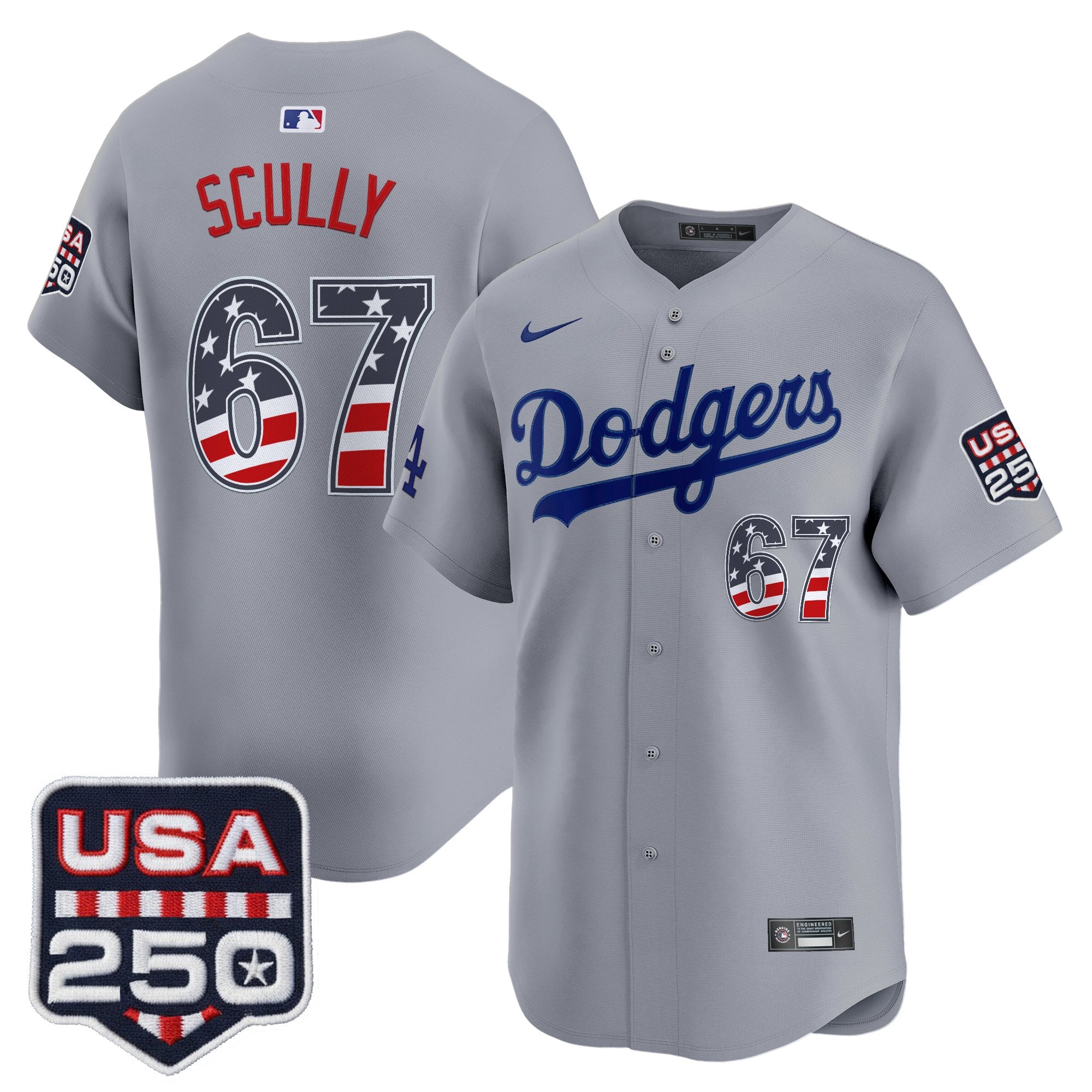 Men's Los Angeles Dodgers USA 250 Fourth of July Vapor Premier Limited Jersey - All Stitched
