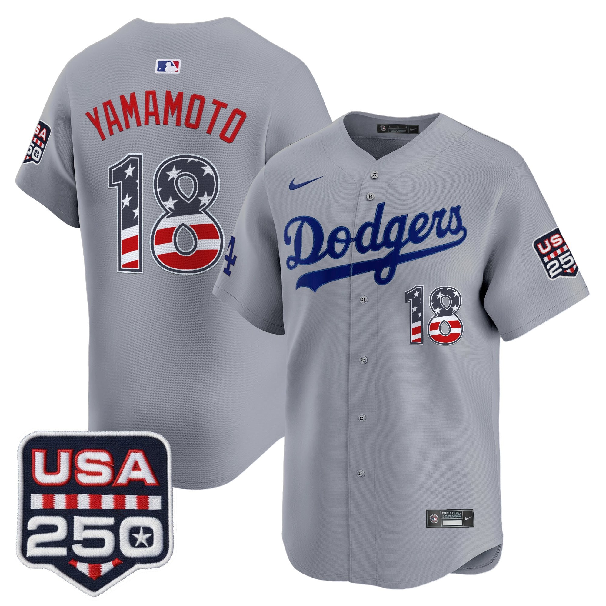 Men's Los Angeles Dodgers USA 250 Fourth of July Vapor Premier Limited Jersey - All Stitched