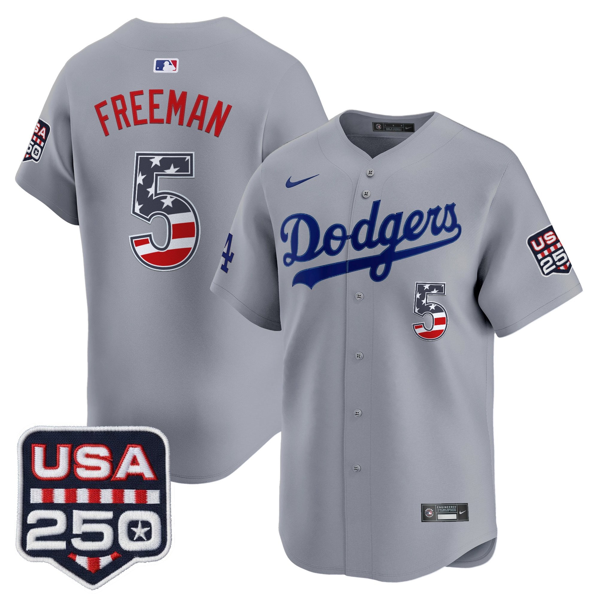 Men's Los Angeles Dodgers USA 250 Fourth of July Vapor Premier Limited Jersey - All Stitched