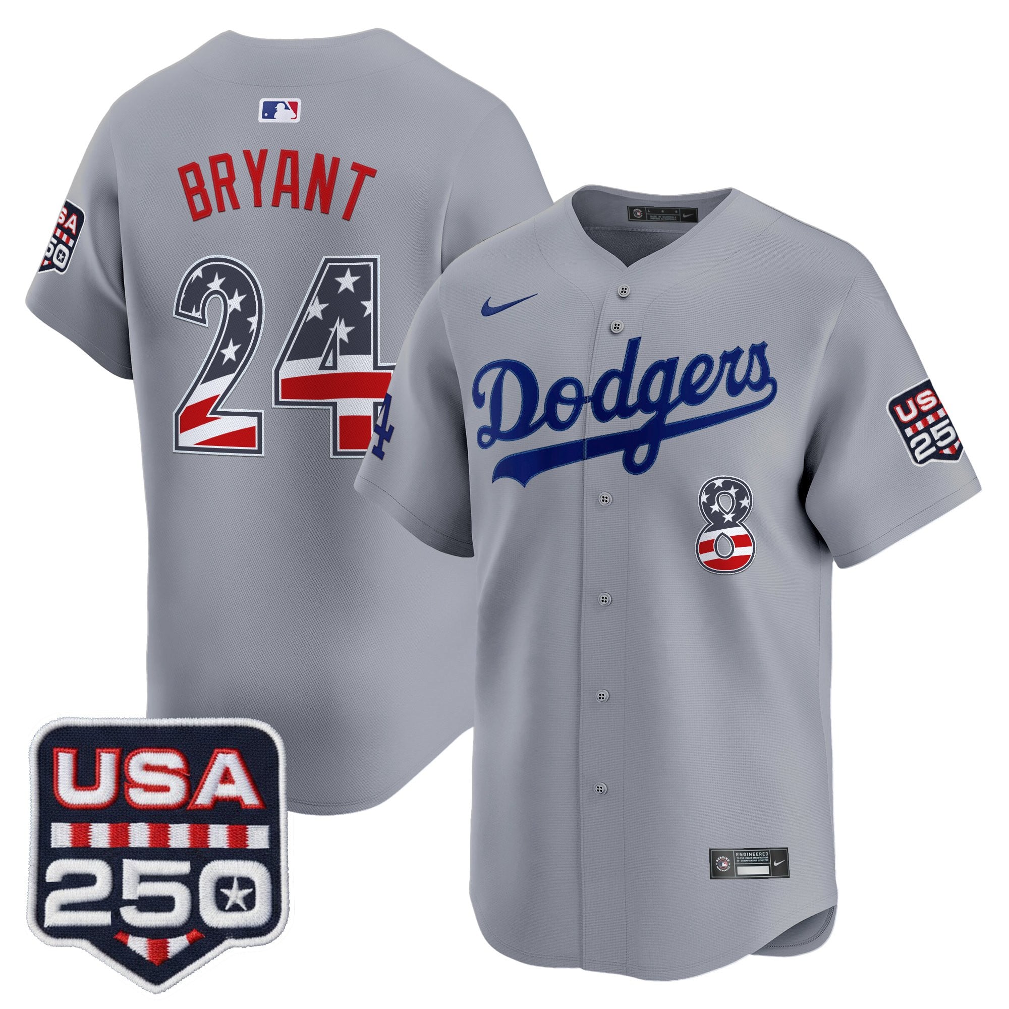 Men's Los Angeles Dodgers USA 250 Fourth of July Vapor Premier Limited Jersey - All Stitched