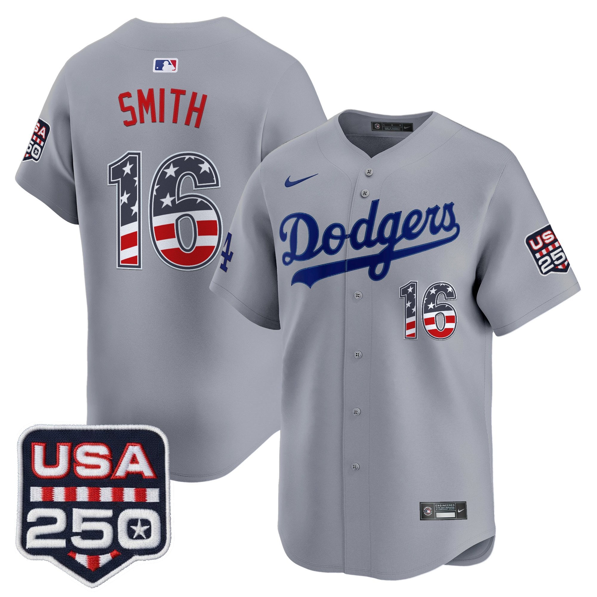 Men's Los Angeles Dodgers USA 250 Fourth of July Vapor Premier Limited Jersey - All Stitched