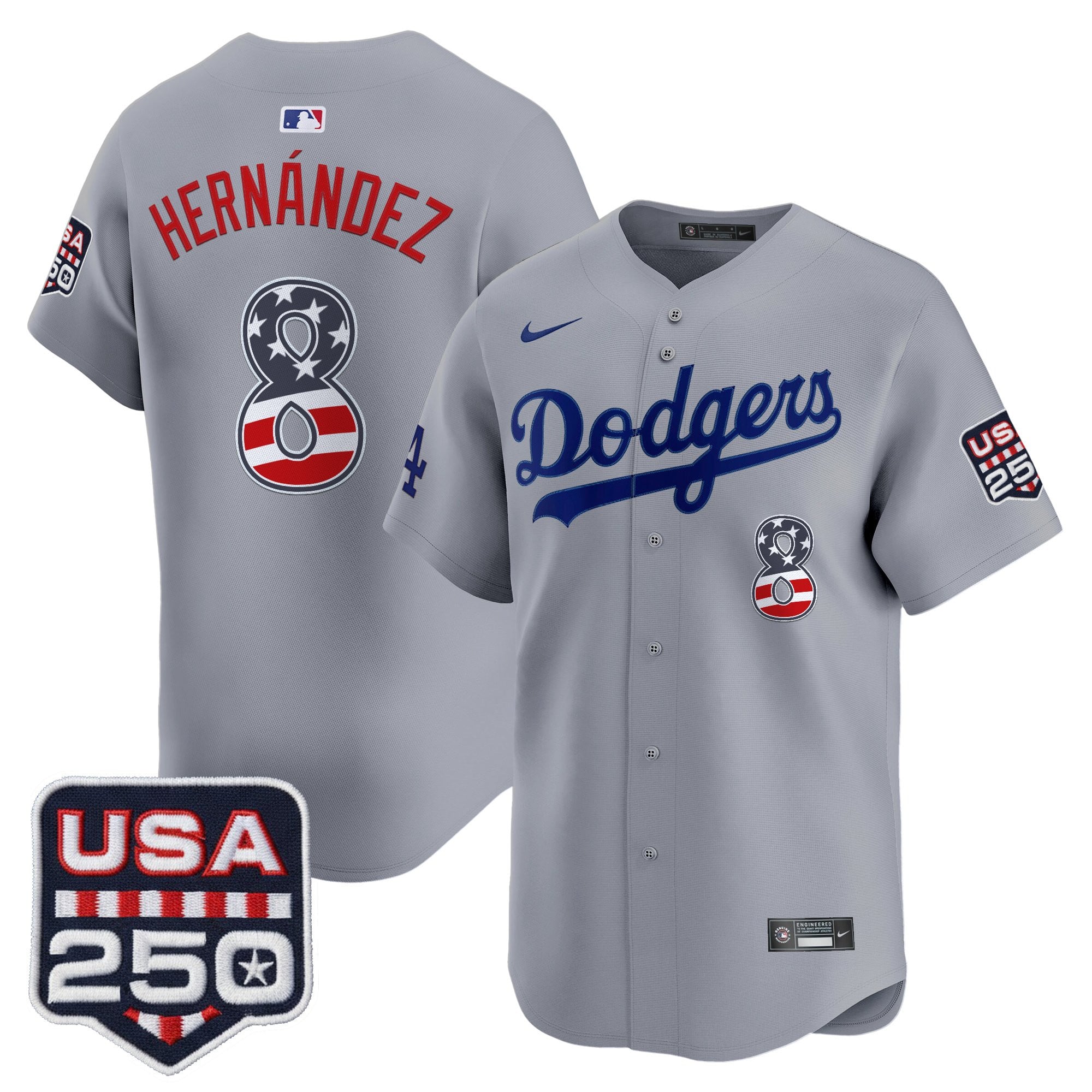 Men's Los Angeles Dodgers USA 250 Fourth of July Vapor Premier Limited Jersey - All Stitched