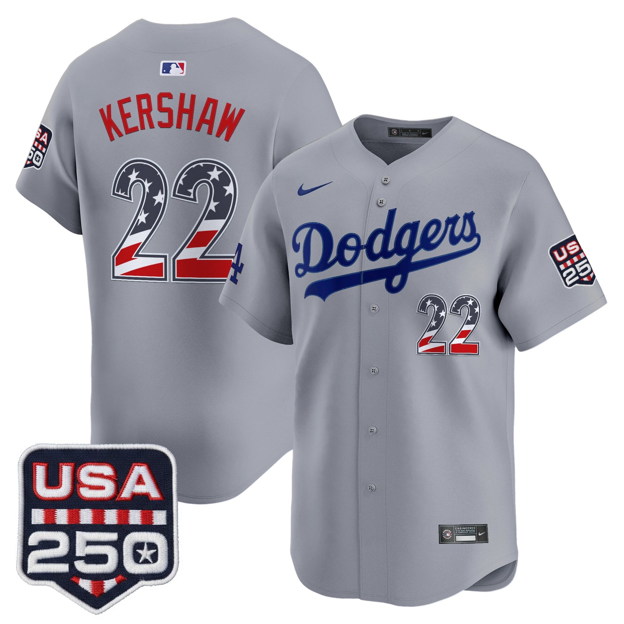 Men's Los Angeles Dodgers USA 250 Fourth of July Vapor Premier Limited Jersey - All Stitched