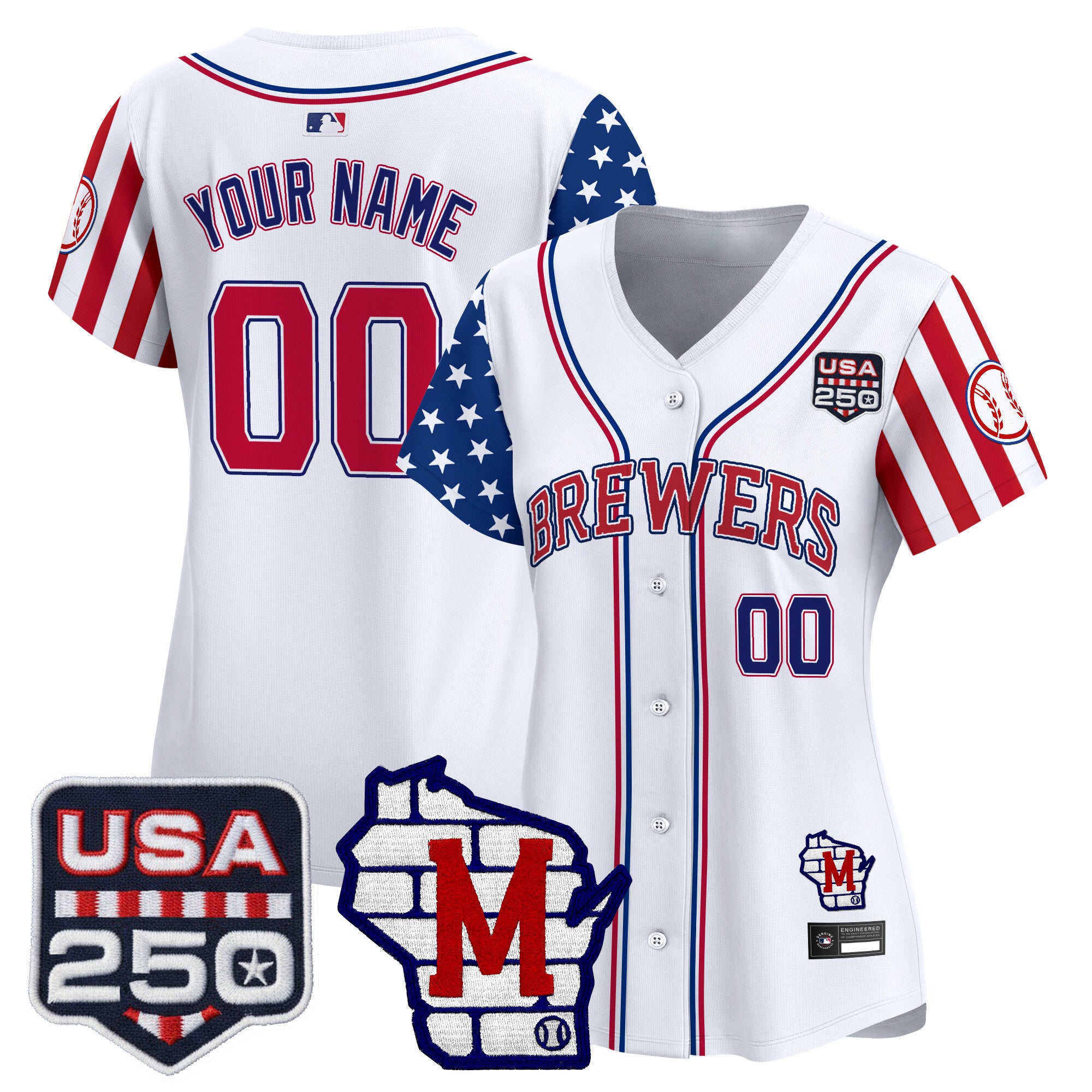 Milwaukee Brewers "America250 Edition" Vapor Premier Limited Custom Jersey - All Stitched