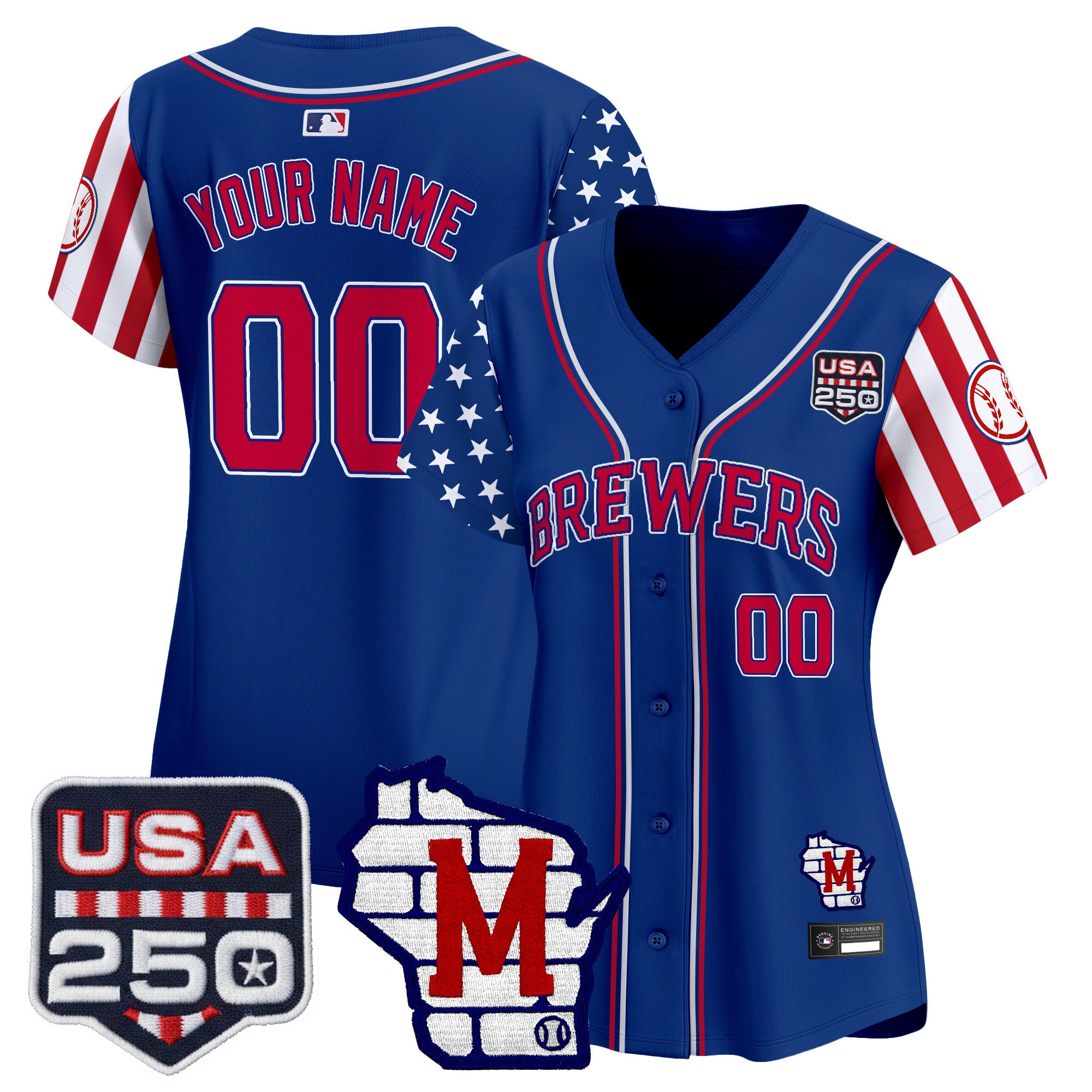 Milwaukee Brewers "America250 Edition" Vapor Premier Limited Custom Jersey - All Stitched