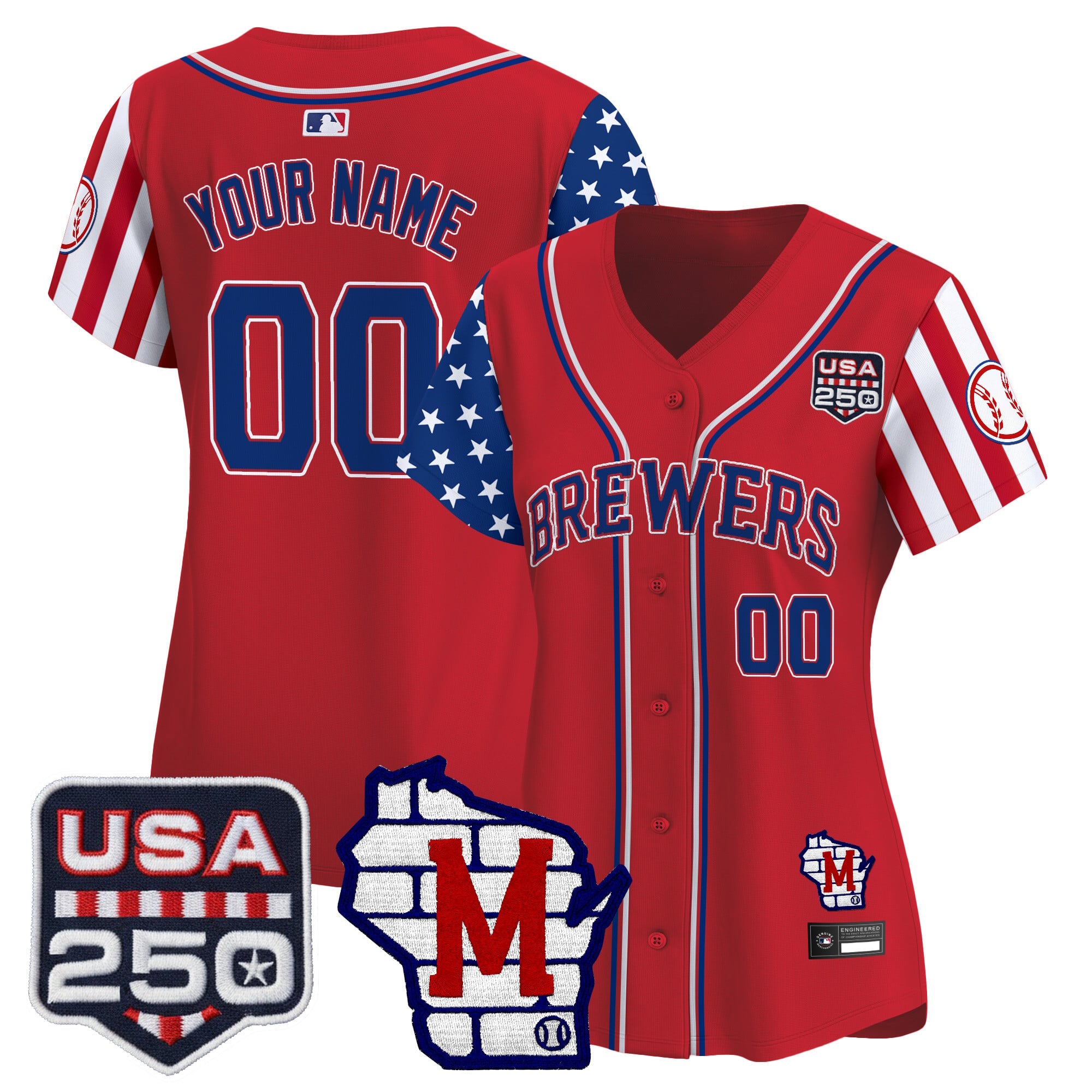 Milwaukee Brewers "America250 Edition" Vapor Premier Limited Custom Jersey - All Stitched