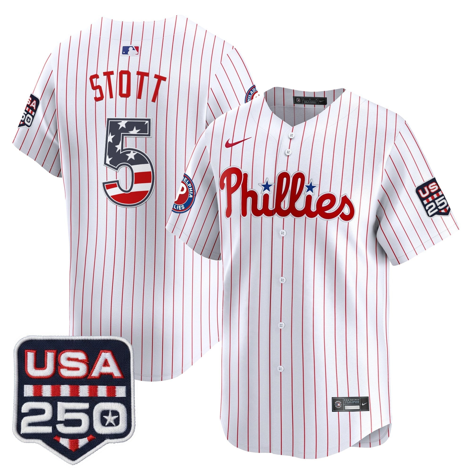 Men's Philadelphia Phillies USA 250 Fourth of July Vapor Premier Limited Jersey - All Stitched