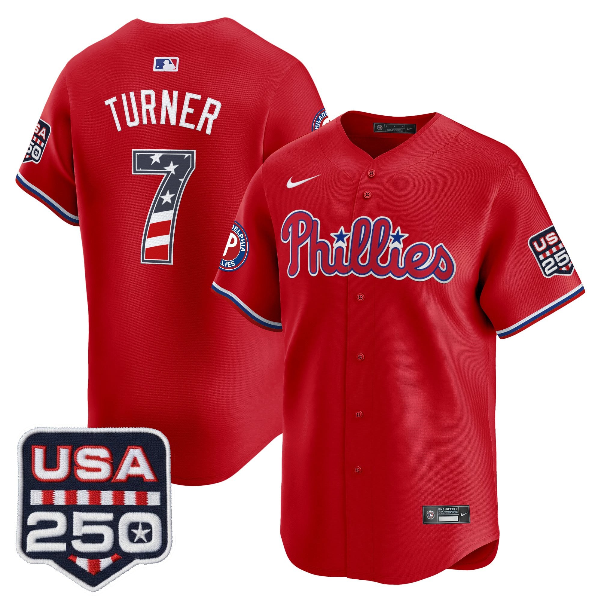 Men's Philadelphia Phillies USA 250 Fourth of July Vapor Premier Limited Jersey - All Stitched
