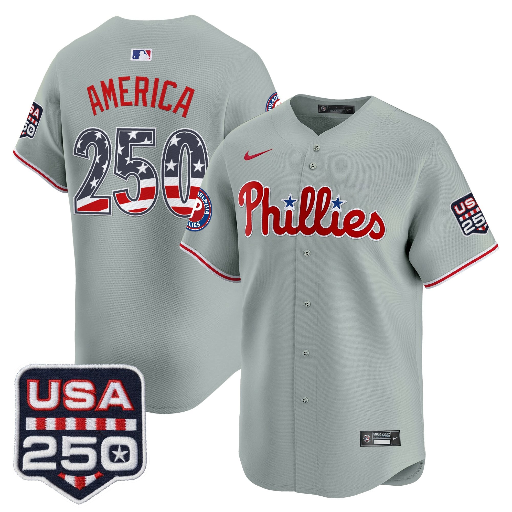Men's Philadelphia Phillies USA 250 Fourth of July Vapor Premier Limited Jersey - All Stitched