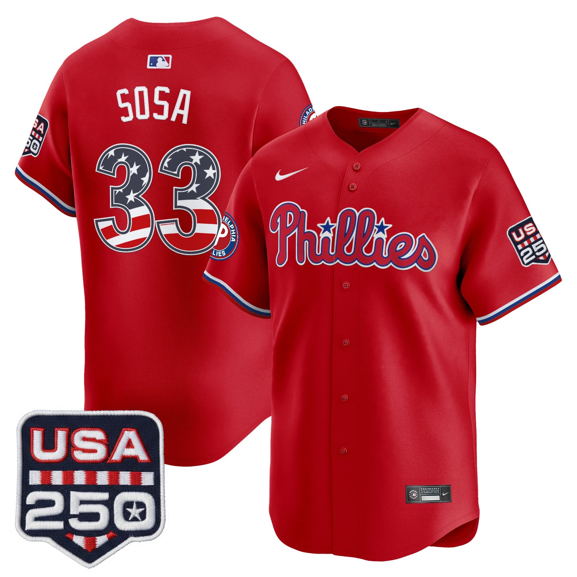 Men's Philadelphia Phillies USA 250 Fourth of July Vapor Premier Limited Jersey - All Stitched