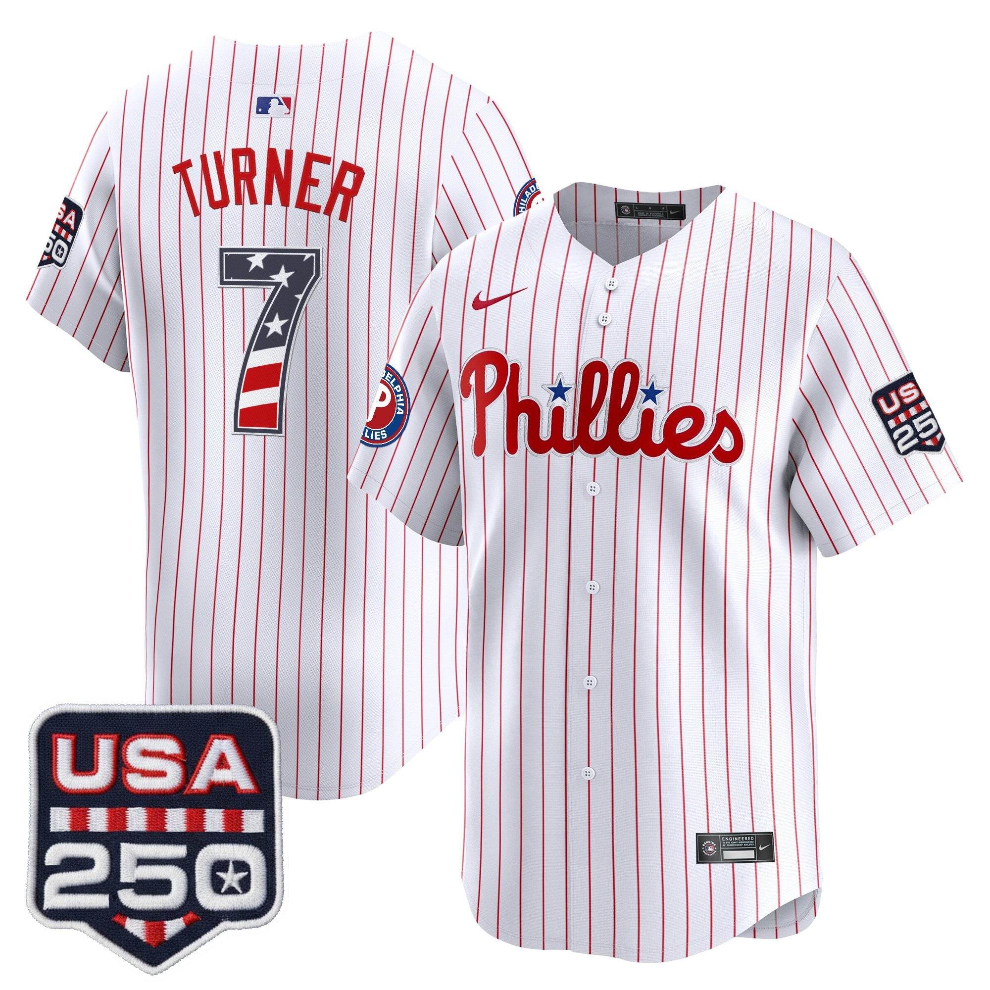Men's Philadelphia Phillies USA 250 Fourth of July Vapor Premier Limited Jersey - All Stitched