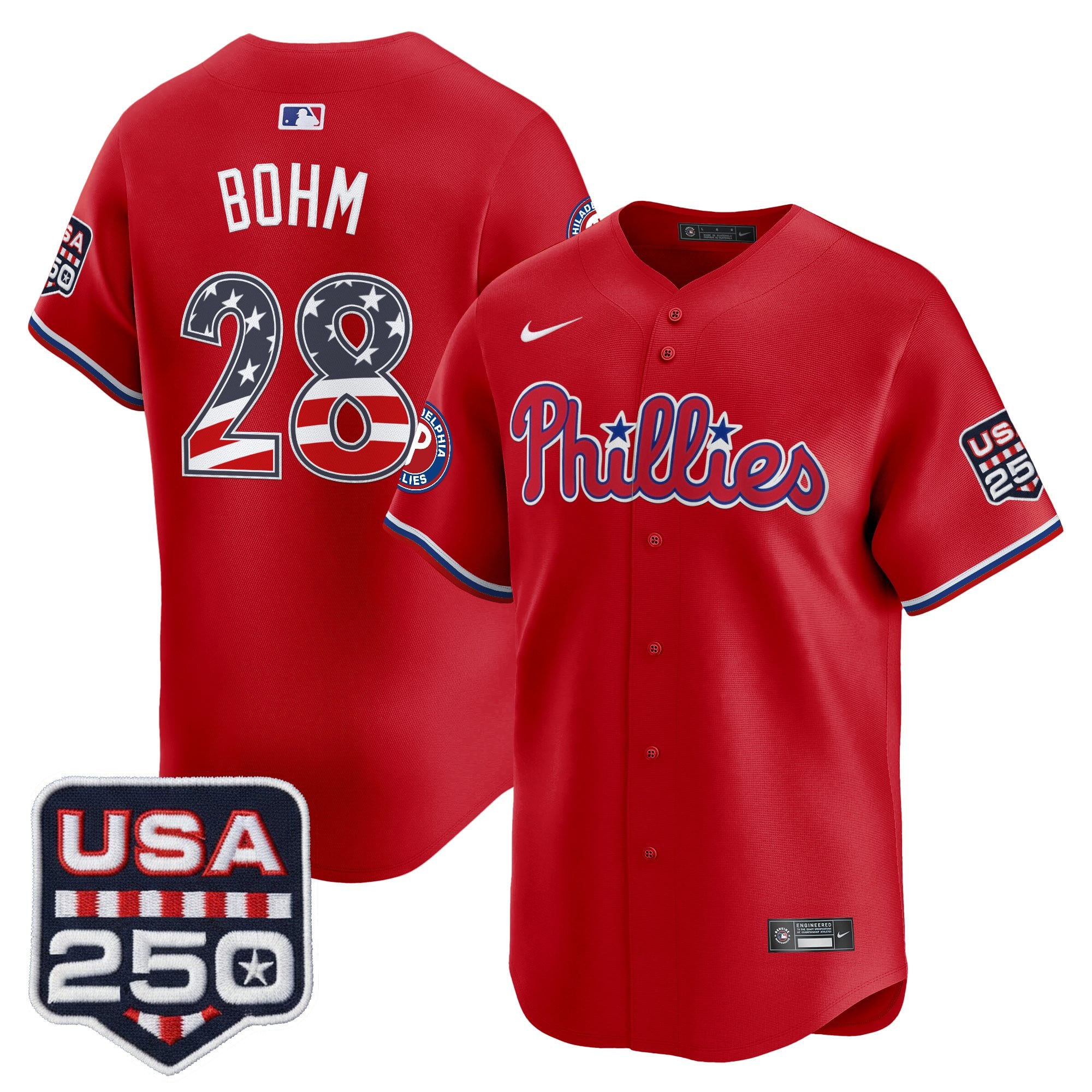 Men's Philadelphia Phillies USA 250 Fourth of July Vapor Premier Limited Jersey - All Stitched