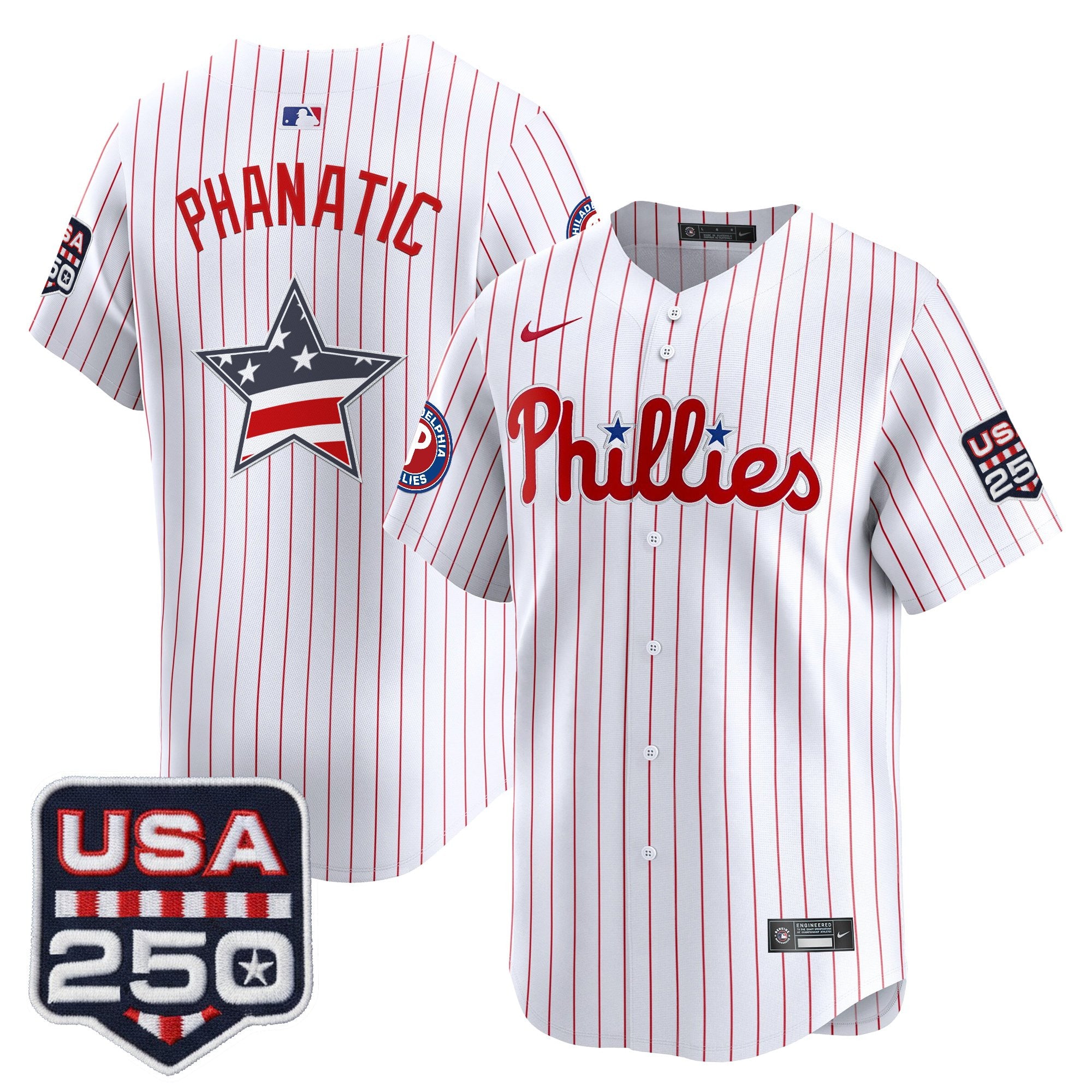 Men's Philadelphia Phillies USA 250 Fourth of July Vapor Premier Limited Jersey - All Stitched