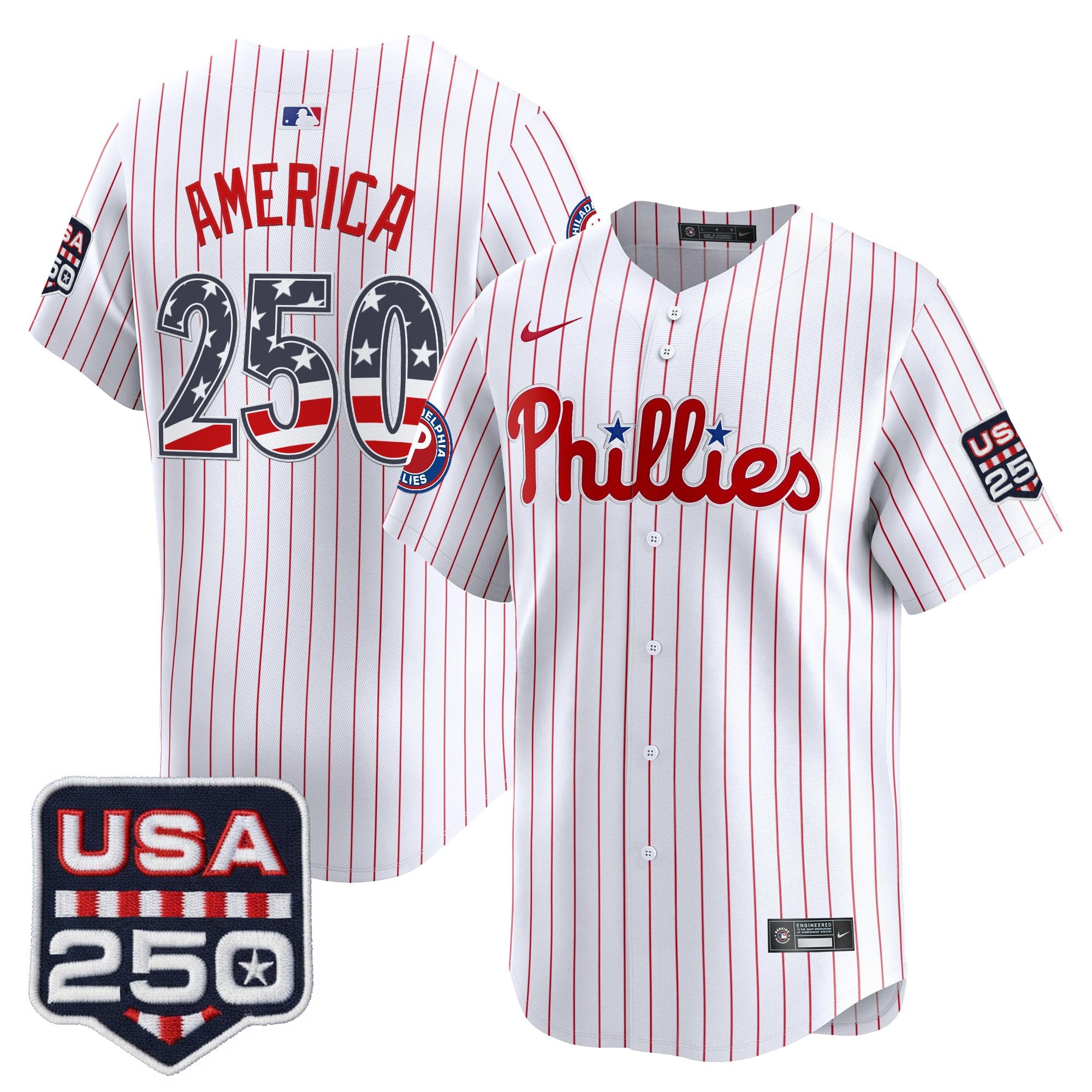 Men's Philadelphia Phillies USA 250 Fourth of July Vapor Premier Limited Jersey - All Stitched