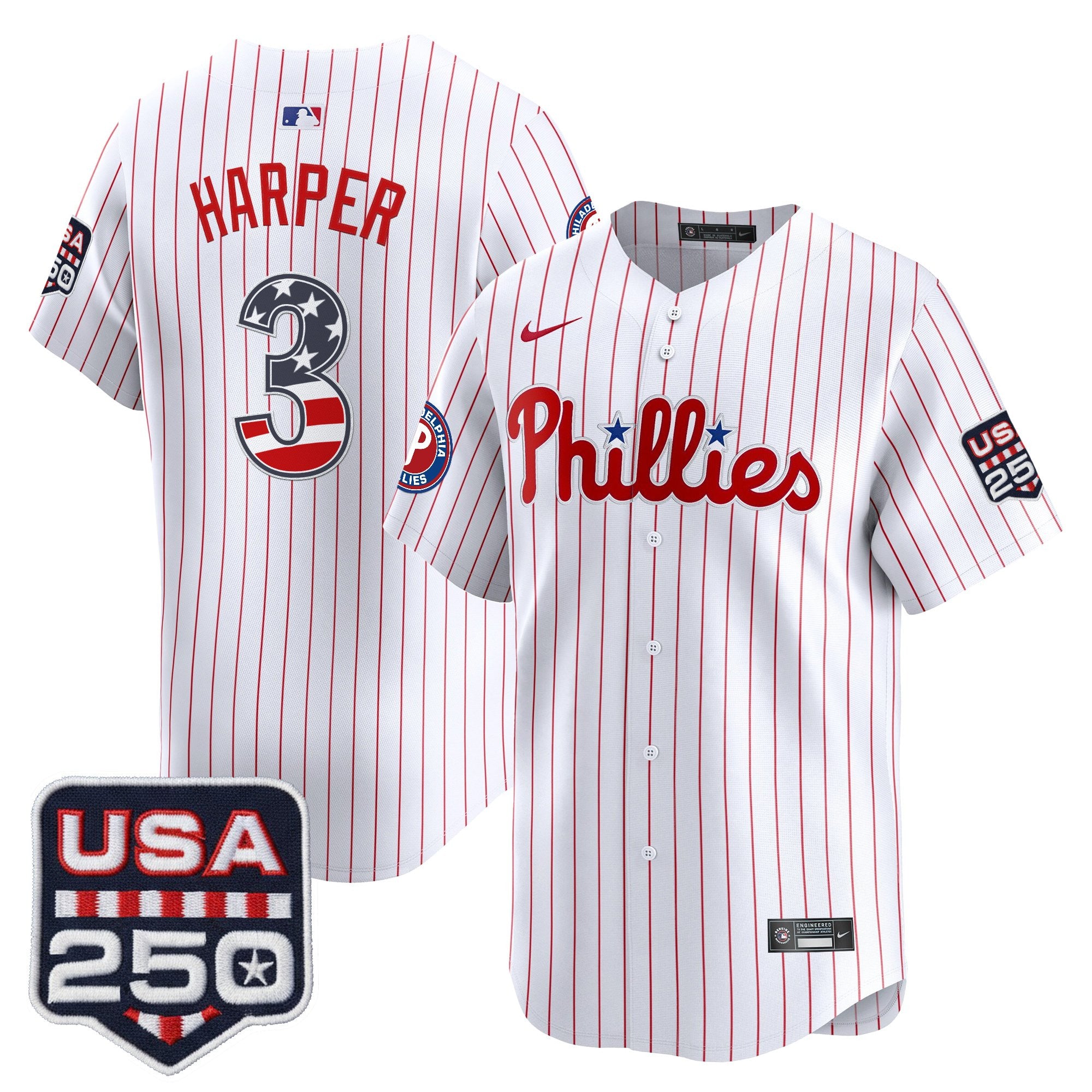 Men's Philadelphia Phillies USA 250 Fourth of July Vapor Premier Limited Jersey - All Stitched