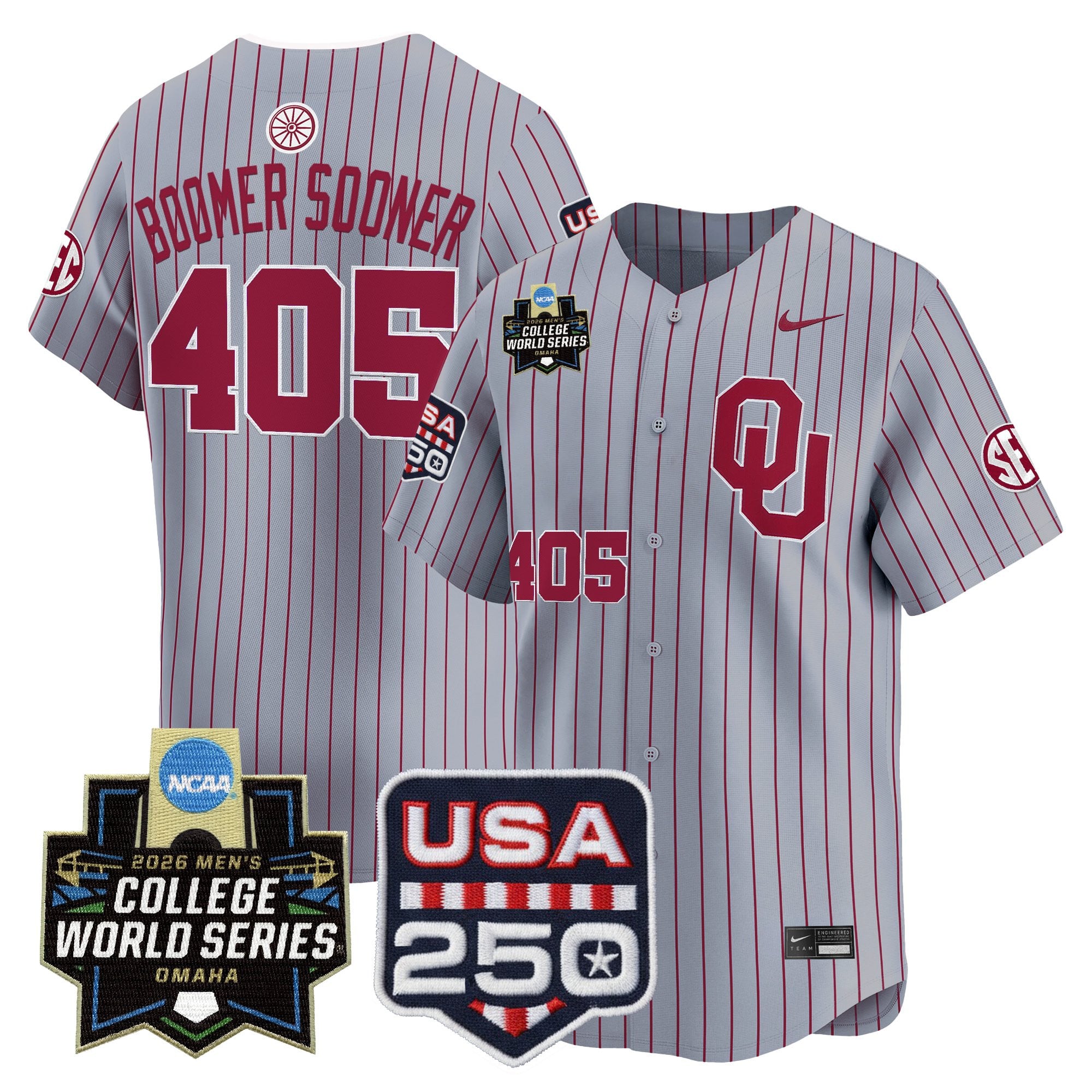 Men's Oklahoma Sooners 2026 World Series Vapor Premier Limited Jersey - 250 America Patch - All Stitched
