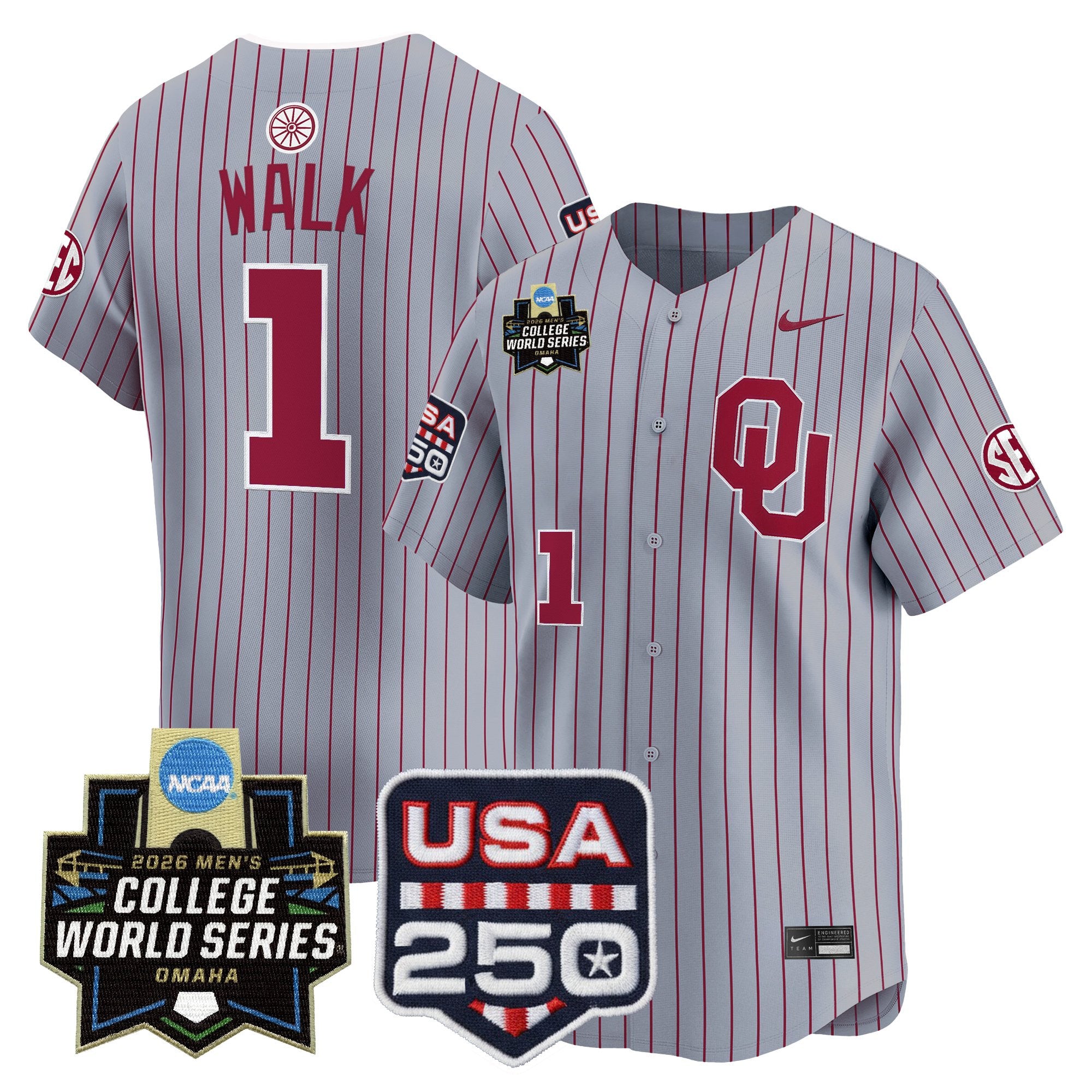 Men's Oklahoma Sooners 2026 World Series Vapor Premier Limited Jersey - 250 America Patch - All Stitched