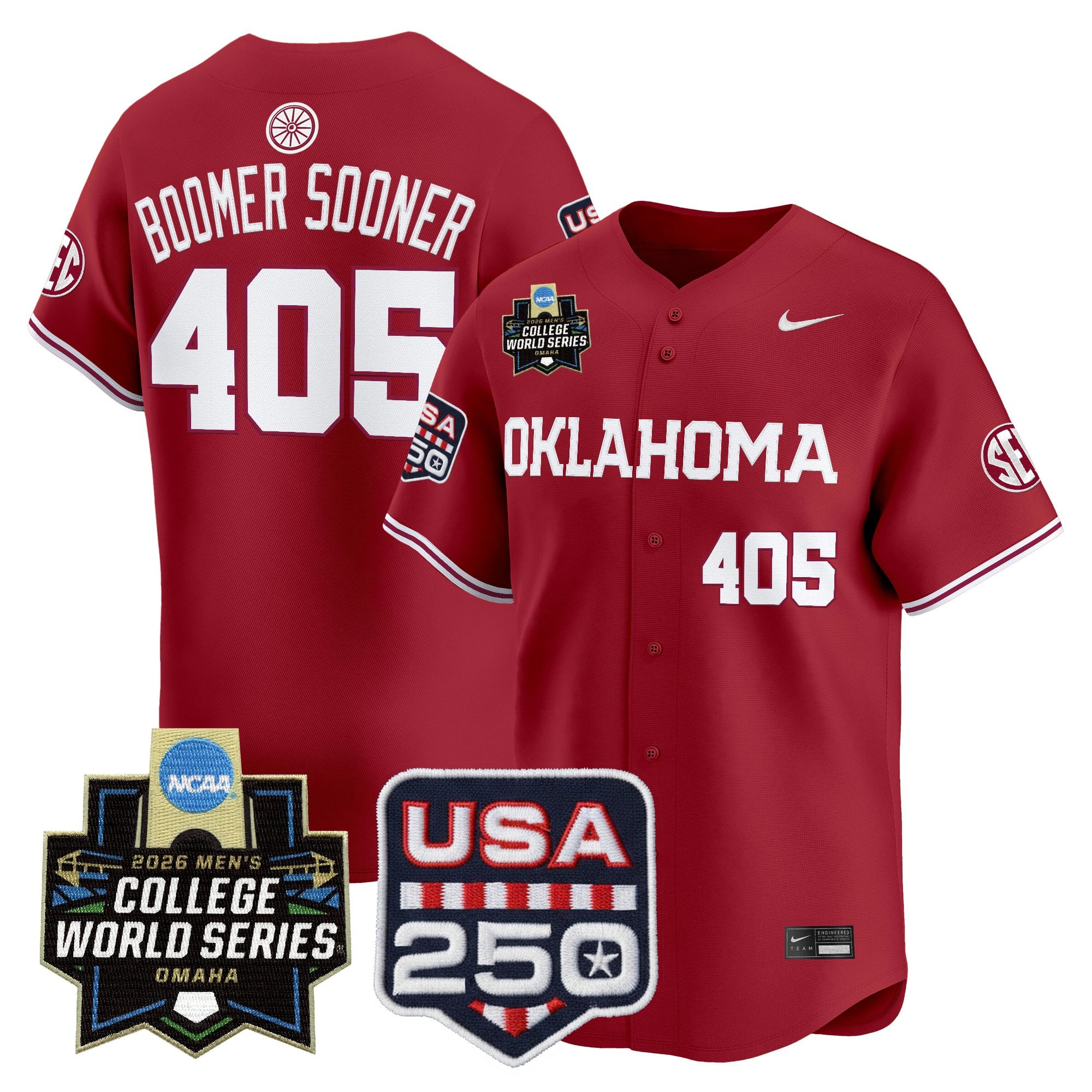 Men's Oklahoma Sooners 2026 World Series Vapor Premier Limited Jersey - 250 America Patch - All Stitched