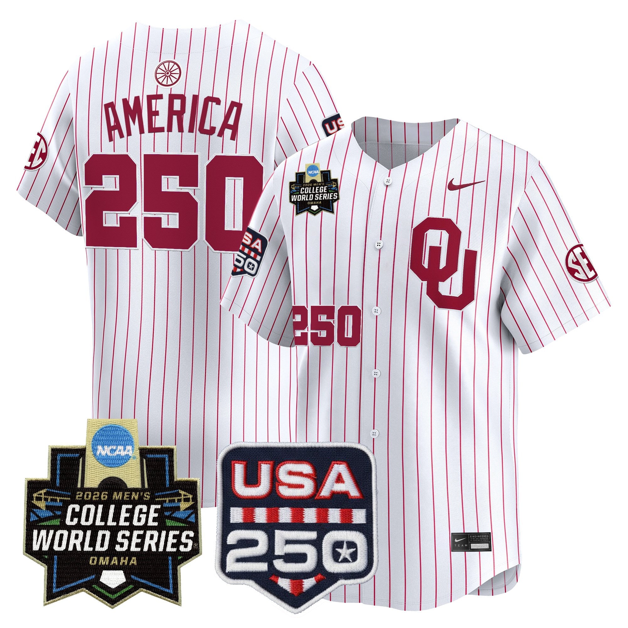 Men's Oklahoma Sooners 2026 World Series Vapor Premier Limited Jersey - 250 America Patch - All Stitched