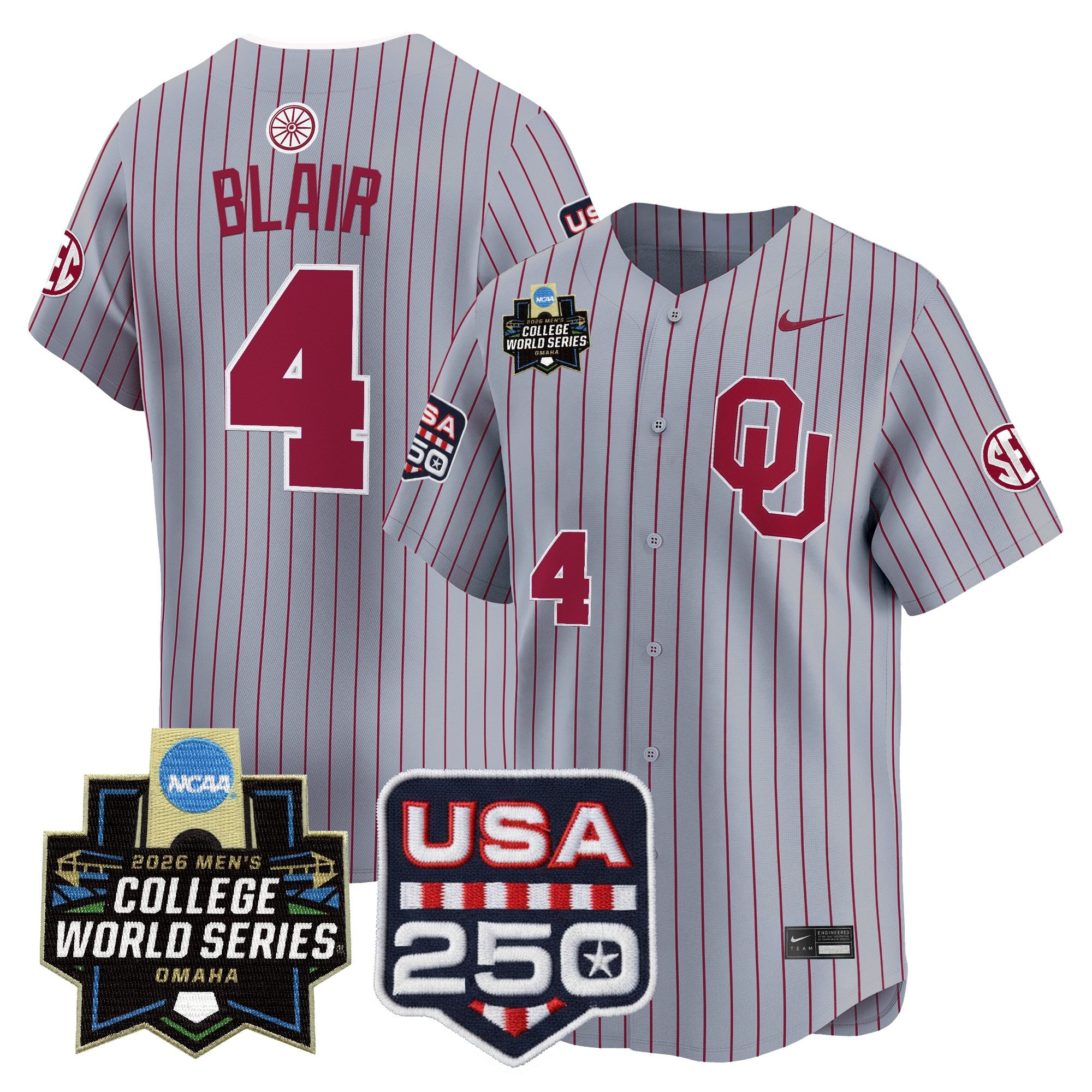 Men's Oklahoma Sooners 2026 World Series Vapor Premier Limited Jersey - 250 America Patch - All Stitched