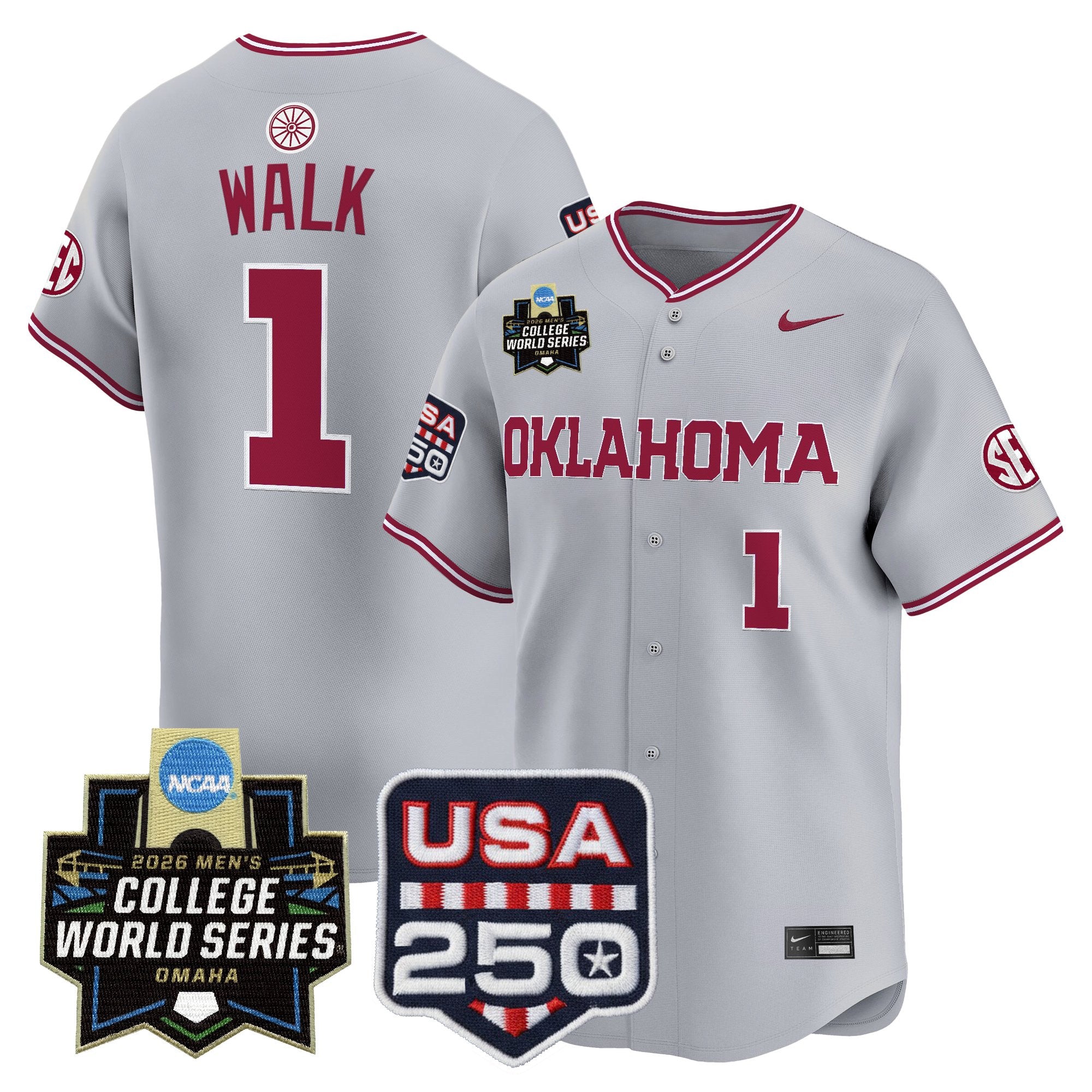 Men's Oklahoma Sooners 2026 World Series Vapor Premier Limited Jersey - 250 America Patch - All Stitched